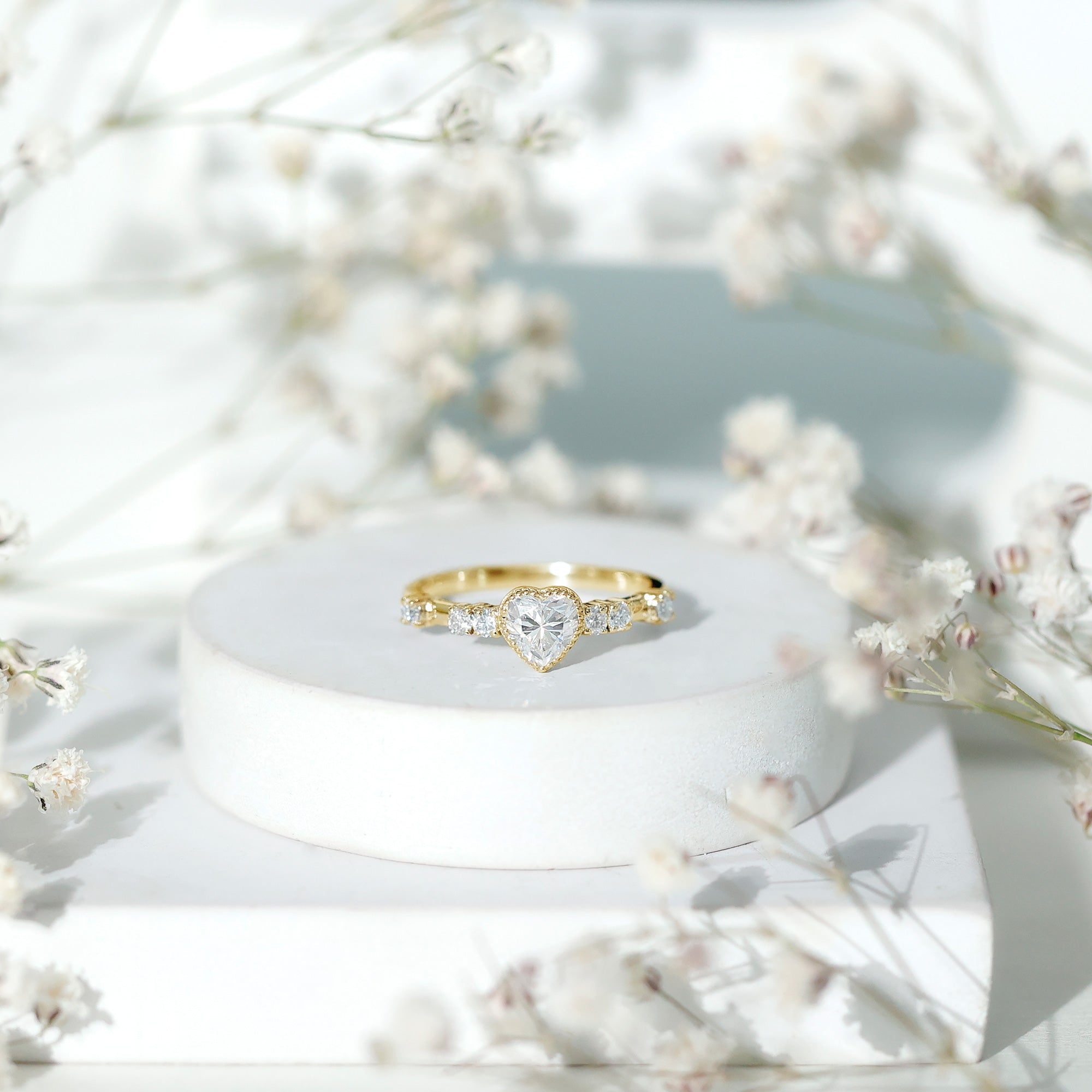 Heart Shaped Moissanite Pre Engagement Ring D-VS1 - Rosec Jewels