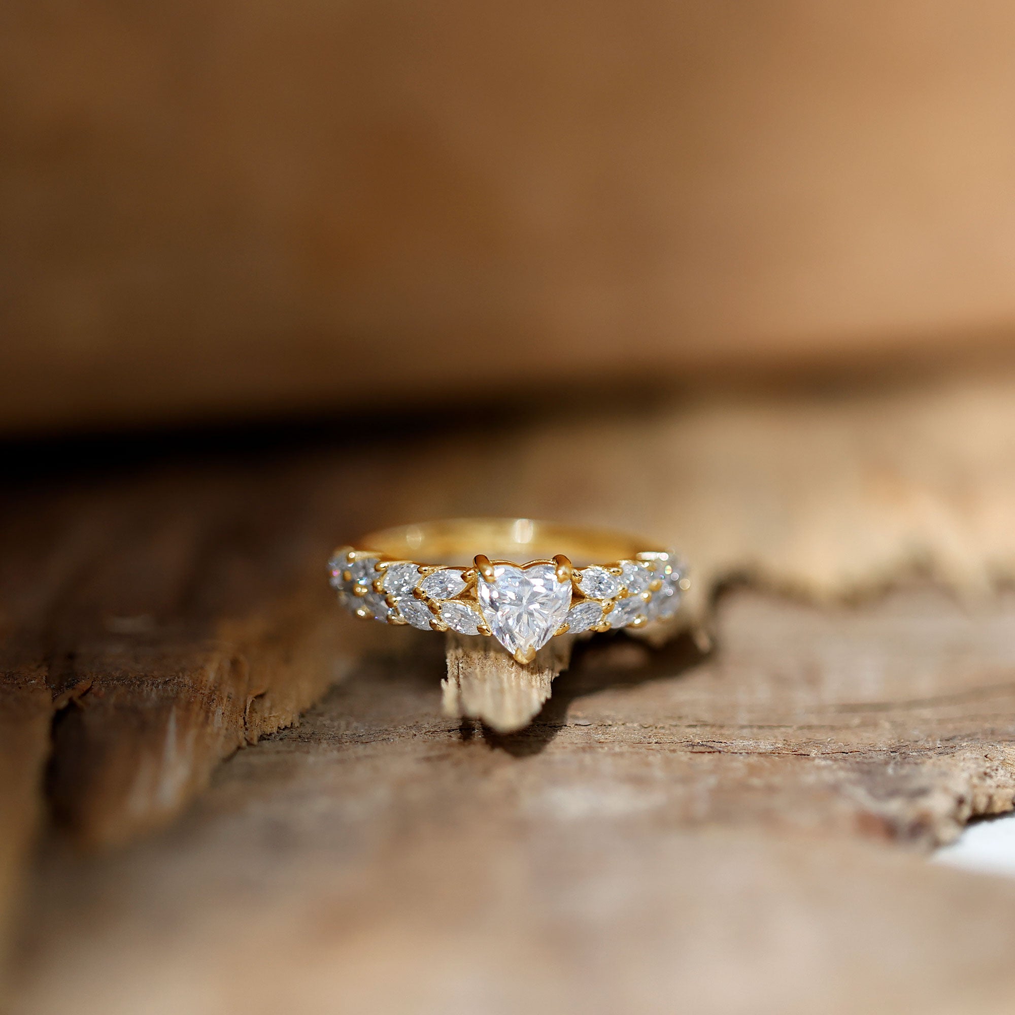 Heart Shape Moissanite Engagement Ring with Side Stones D-VS1 - Rosec Jewels