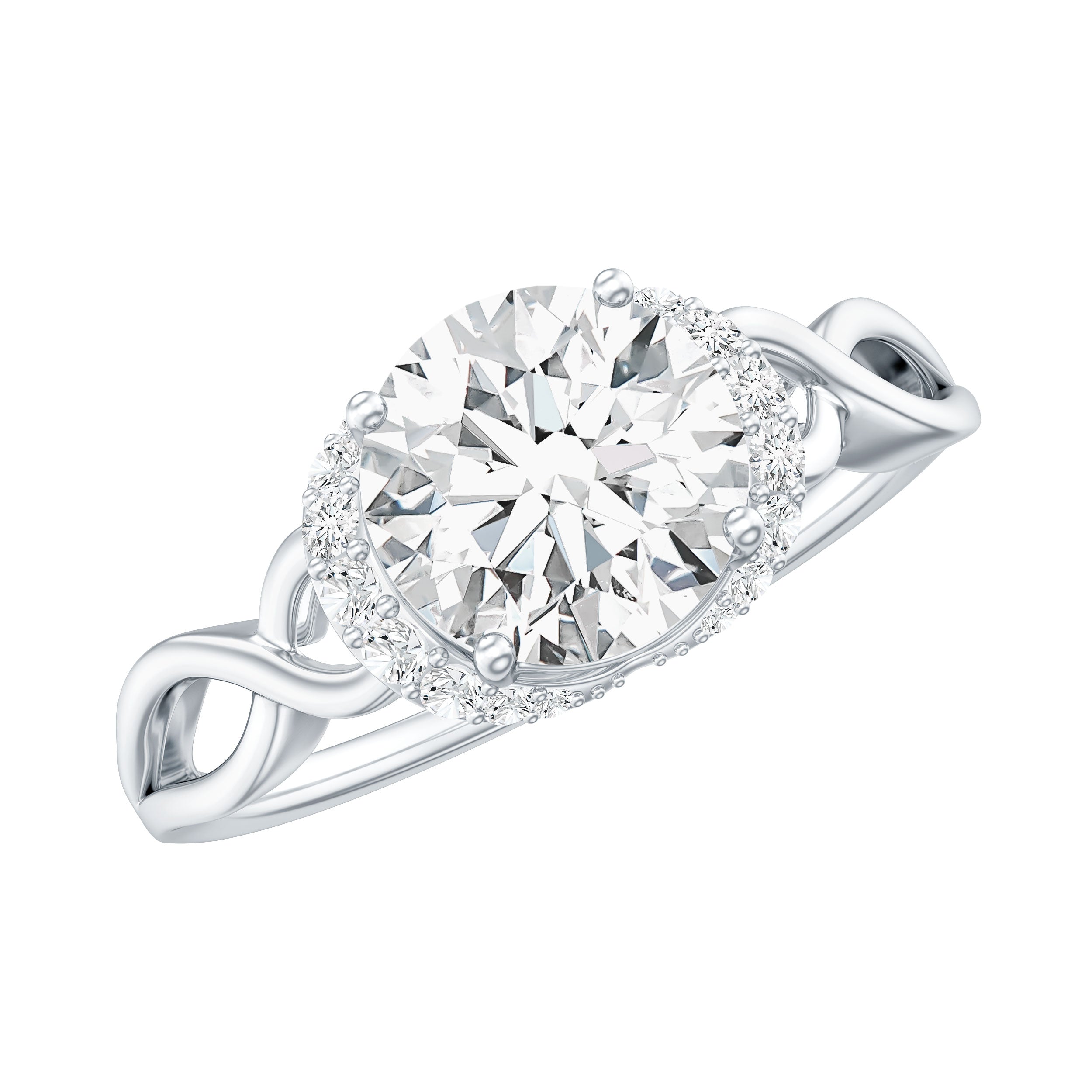 Round Cut Moissanite Infinity Engagement Ring D-VS1 - Rosec Jewels
