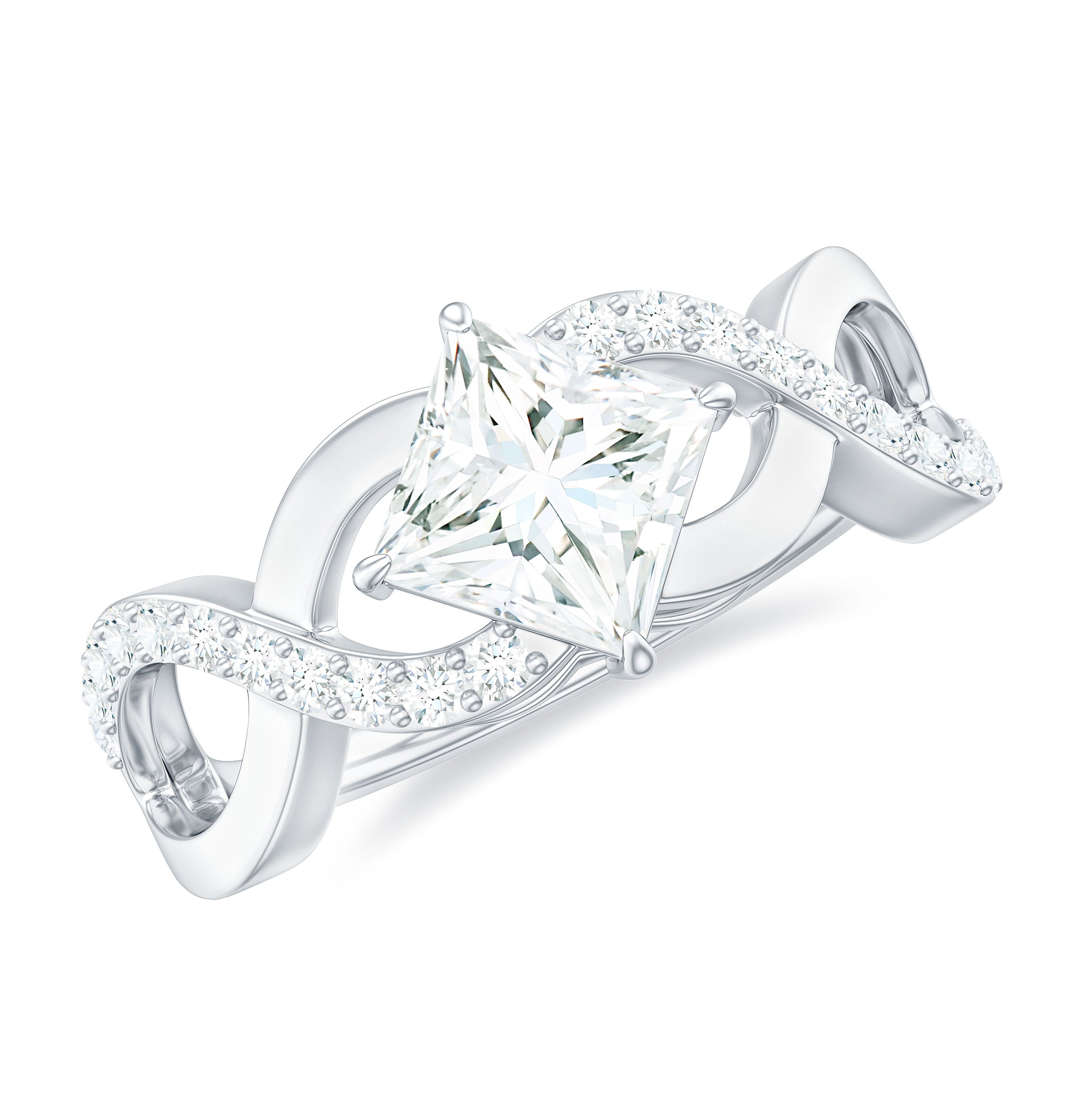 Princess Cut Moissanite Infinity Engagement Ring for Her