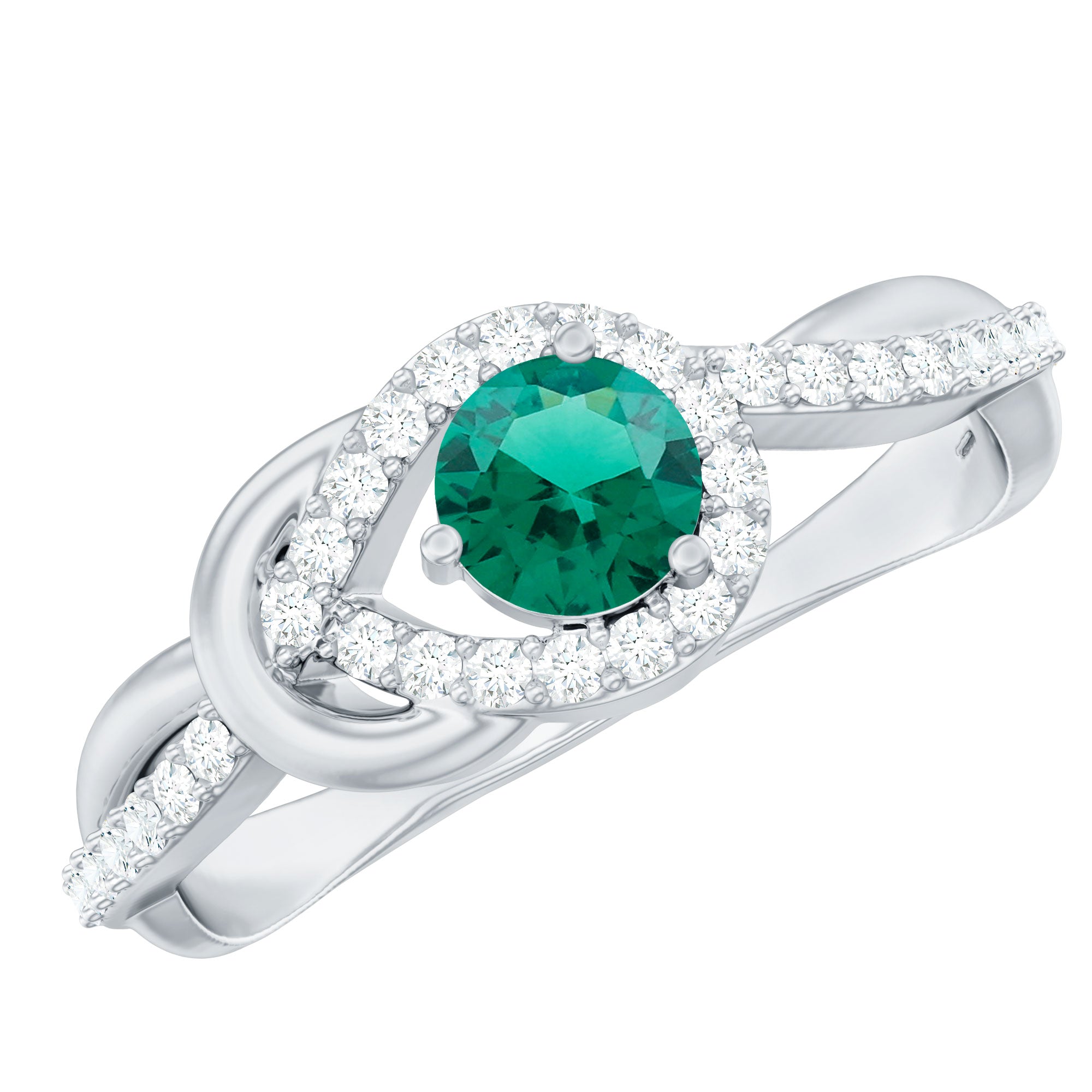Lab Created Emerald Infinity Promise Ring With Diamond