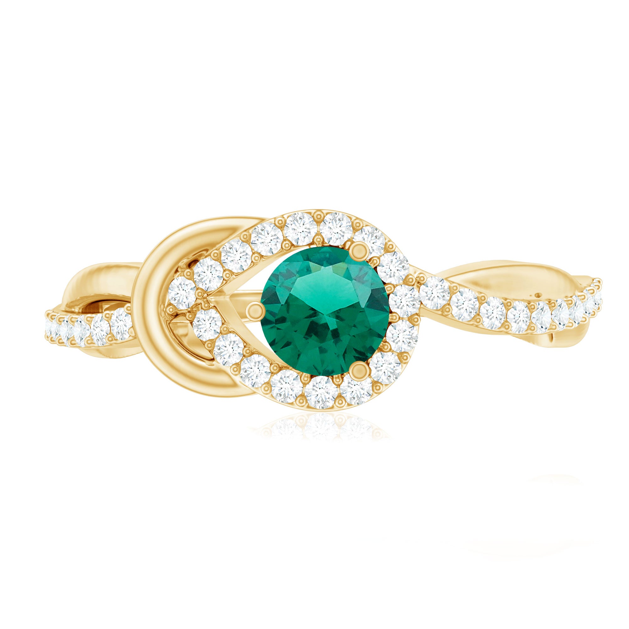 Rosec Jewels-Lab Created Emerald Infinity Promise Ring With Diamond
