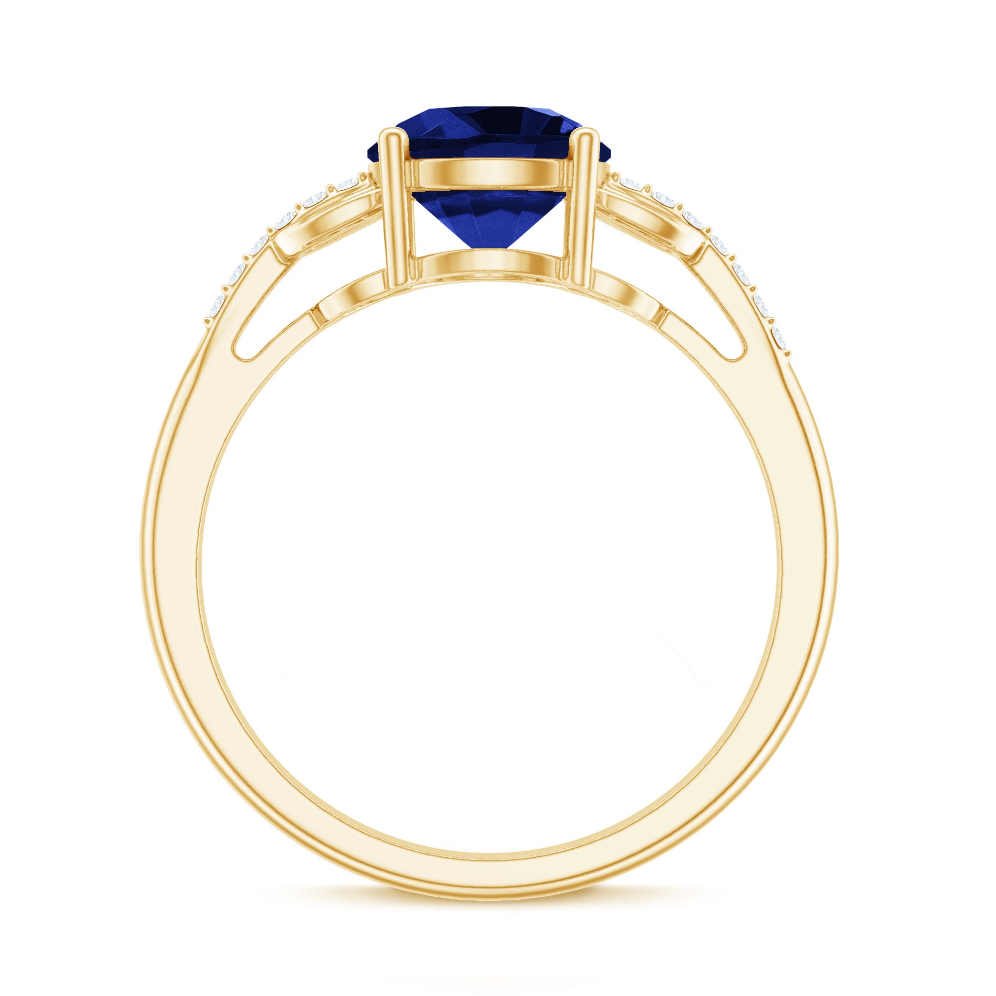 Certified 2.7 Carat Lab Grown Blue Sapphire Diamond Engagement Ring for Women AAAA - Rosec Jewels