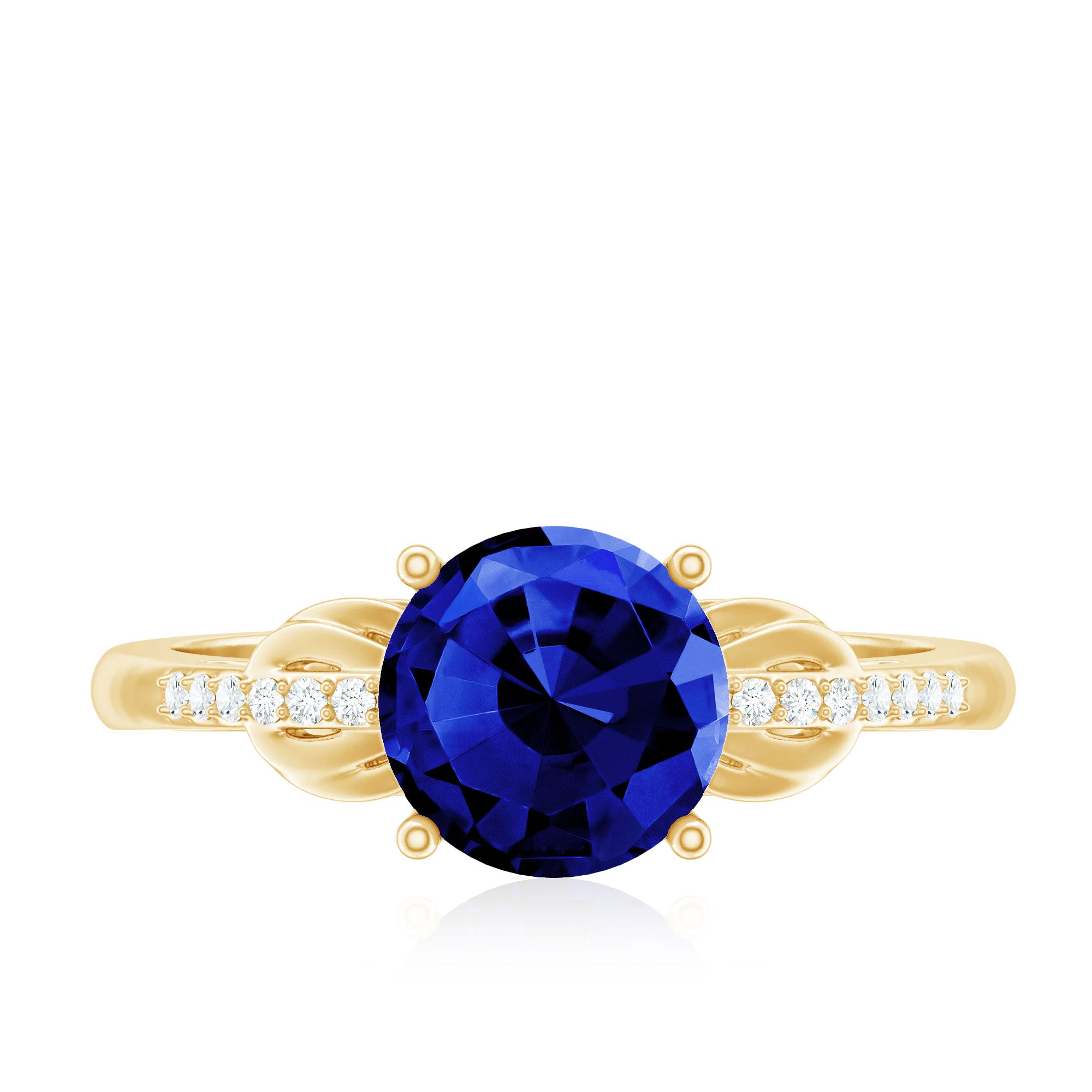 Certified 2.7 Carat Lab Grown Blue Sapphire Diamond Engagement Ring for Women AAAA - Rosec Jewels