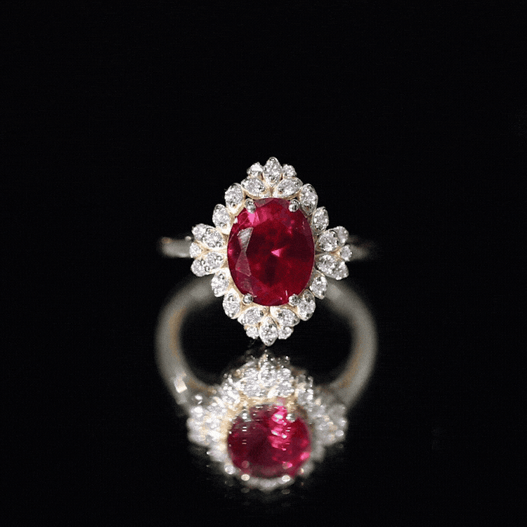 Vintage Inspired Lab Grown Ruby and Diamond Engagement Ring AAAA - Rosec Jewels