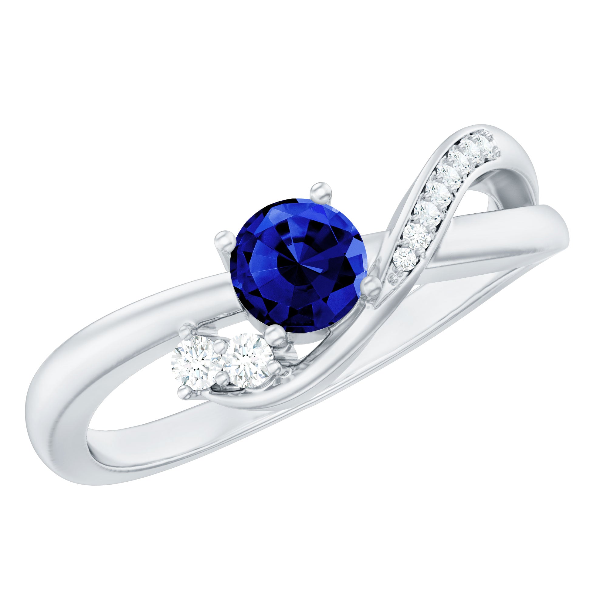 Designer Lab Grown Blue Sapphire Promise Ring