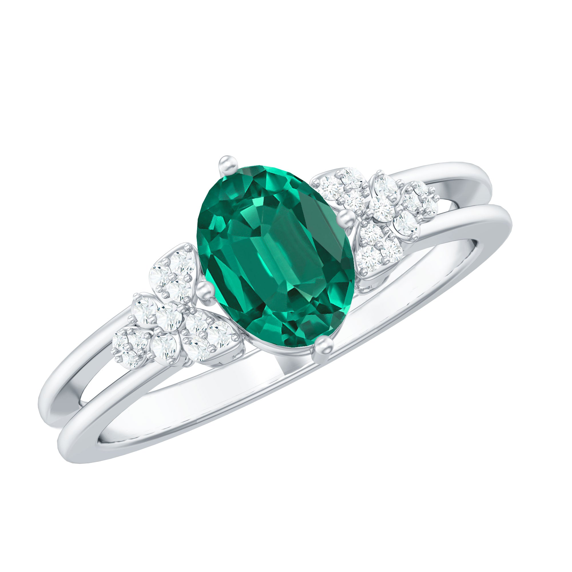 Designer Lab Grown Emerald Engagement Ring