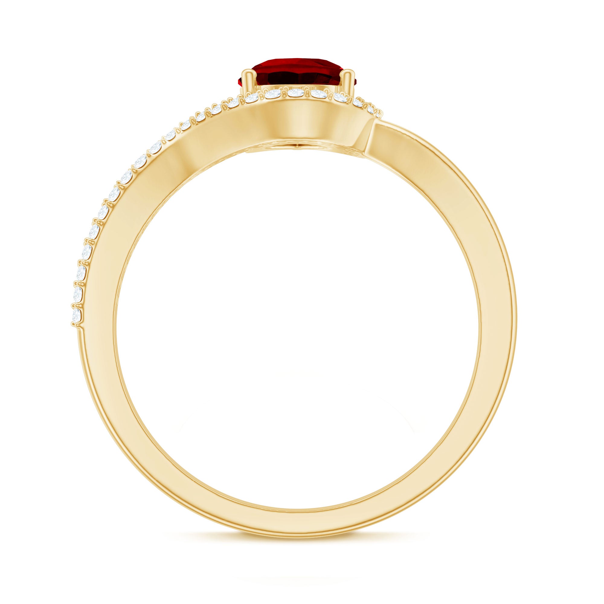 Rosec Jewels-Pear Shaped Lab Created Ruby and Diamond Designer Engagement Ring