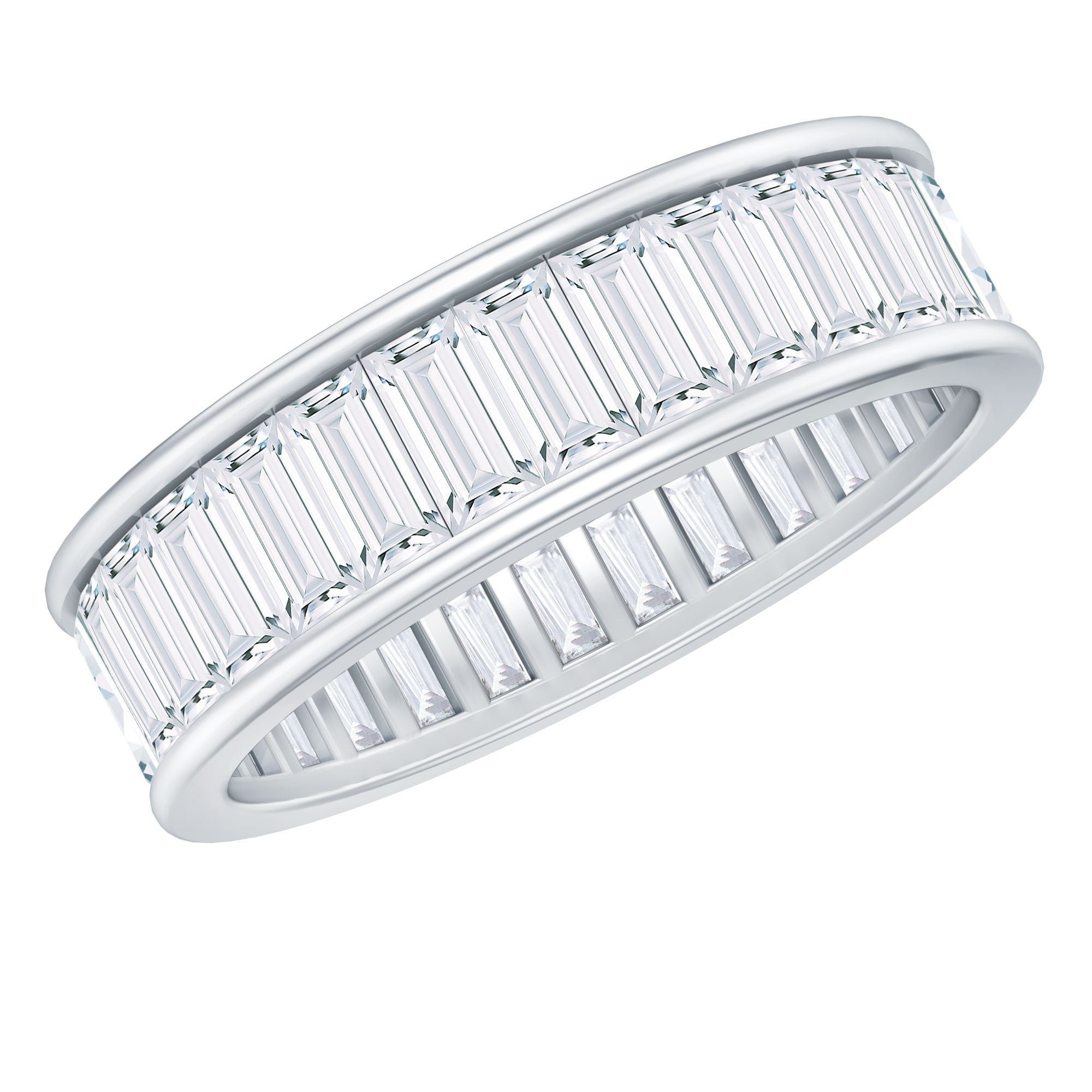 3.66 Carat Baguette Cut Moissanite Wedding Band Channel Setting D-VS1 - Rosec Jewels