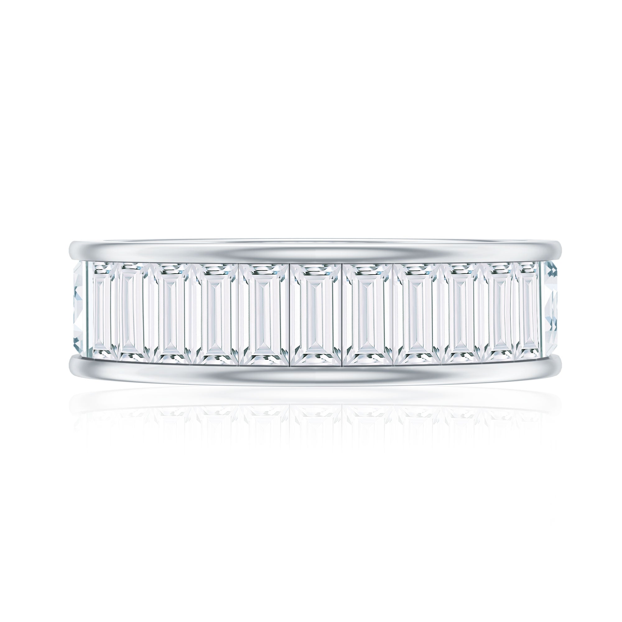 3.66 Carat Baguette Cut Moissanite Wedding Band Channel Setting D-VS1 - Rosec Jewels