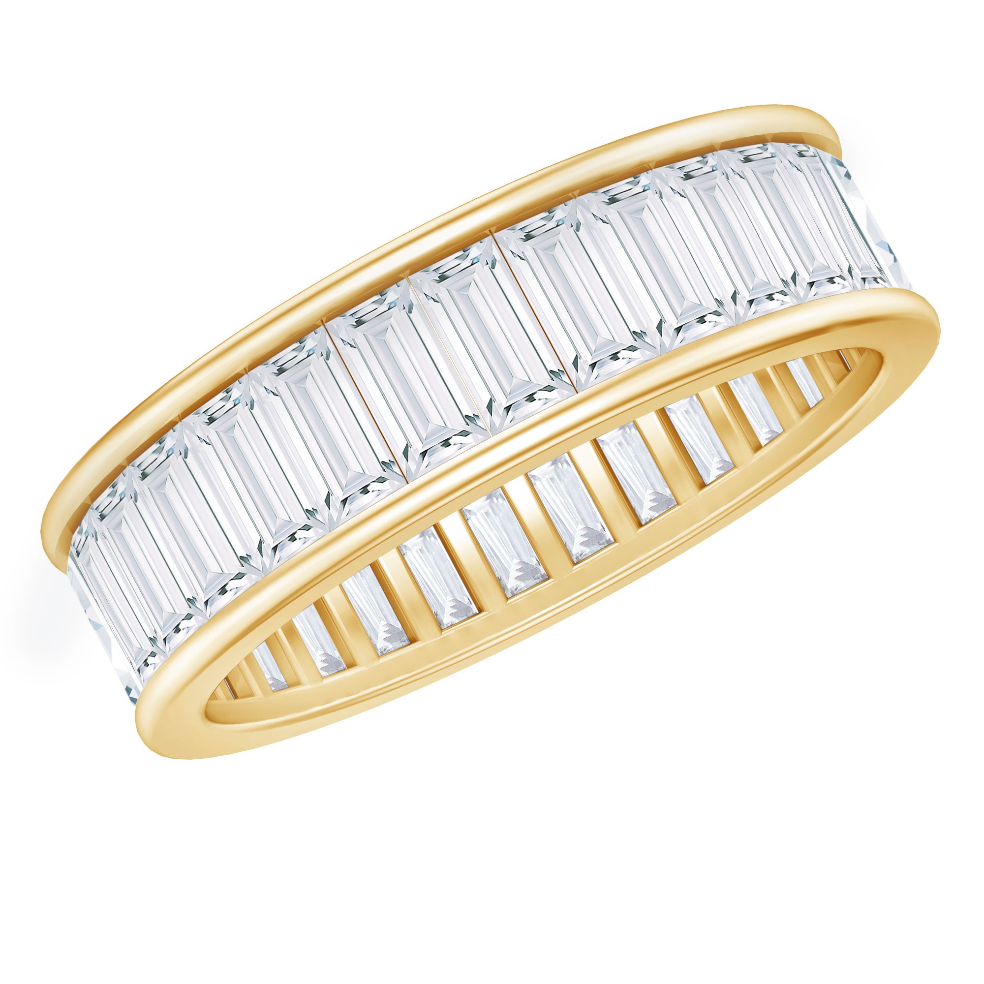 3.66 Carat Baguette Cut Moissanite Wedding Band Channel Setting D-VS1 - Rosec Jewels