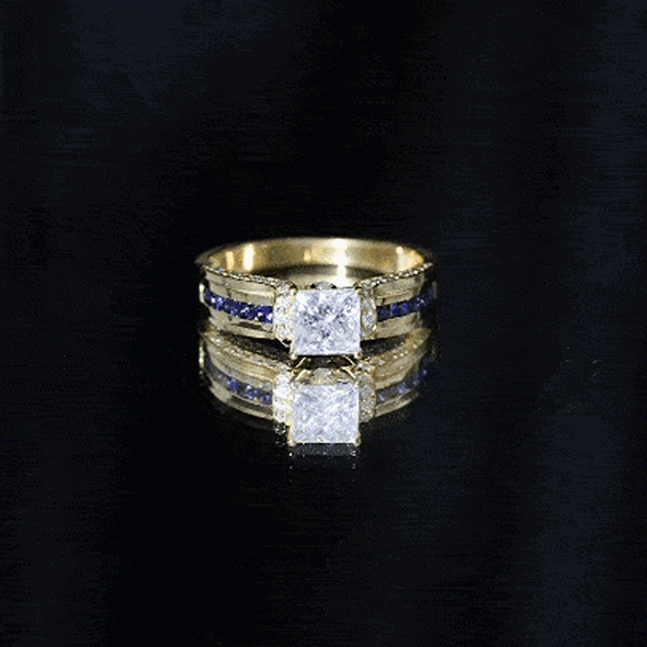 Princess Cut Moissanite Statement Engagement Ring D-VS1 - Rosec Jewels
