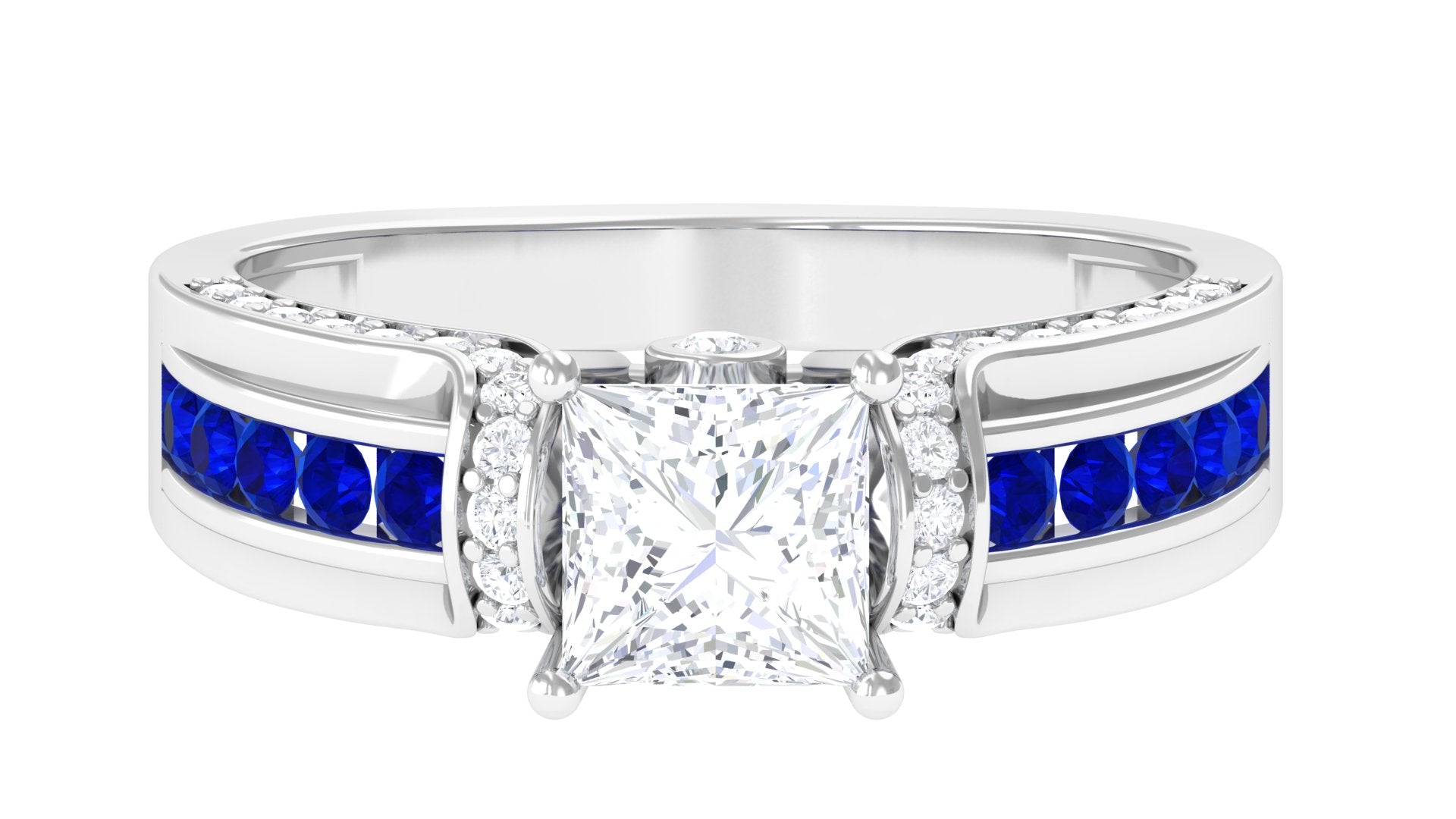 Princess Cut Moissanite Statement Engagement Ring D-VS1 - Rosec Jewels