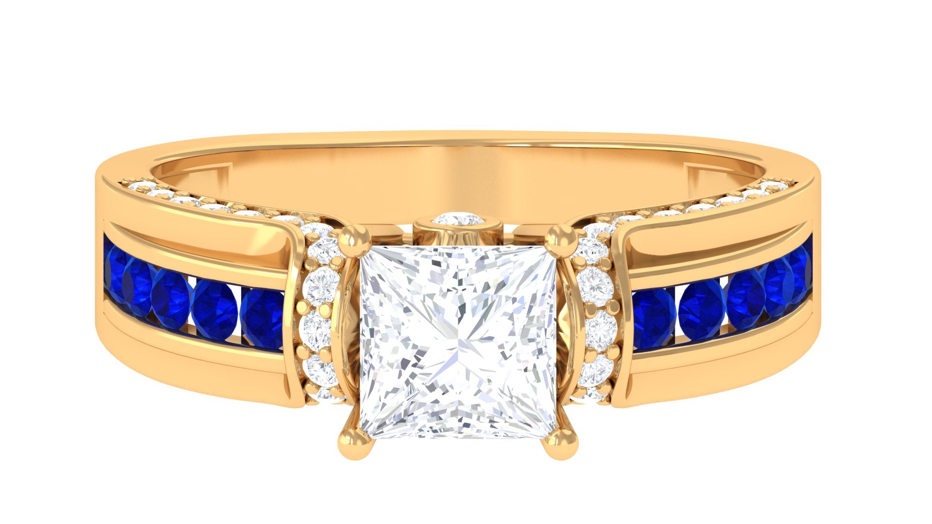Princess Cut Moissanite Statement Engagement Ring D-VS1 - Rosec Jewels