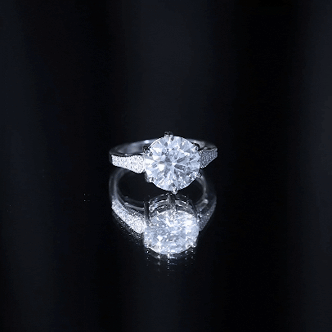 Certified 4.4 Carat Moissanite Round Engagement Ring in Silver D-VS1 92.5 Sterling Silver - Rosec Jewels