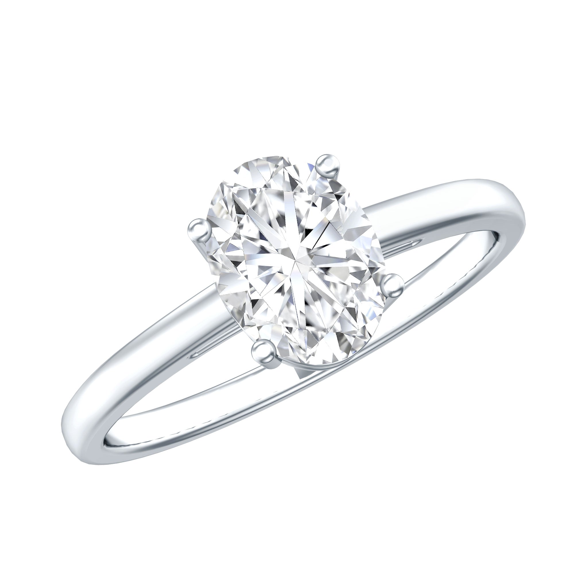 Certified 1.2 Carat Moissanite Oval Engagement Ring in Silver D-VS1 92.5 Sterling Silver - Rosec Jewels