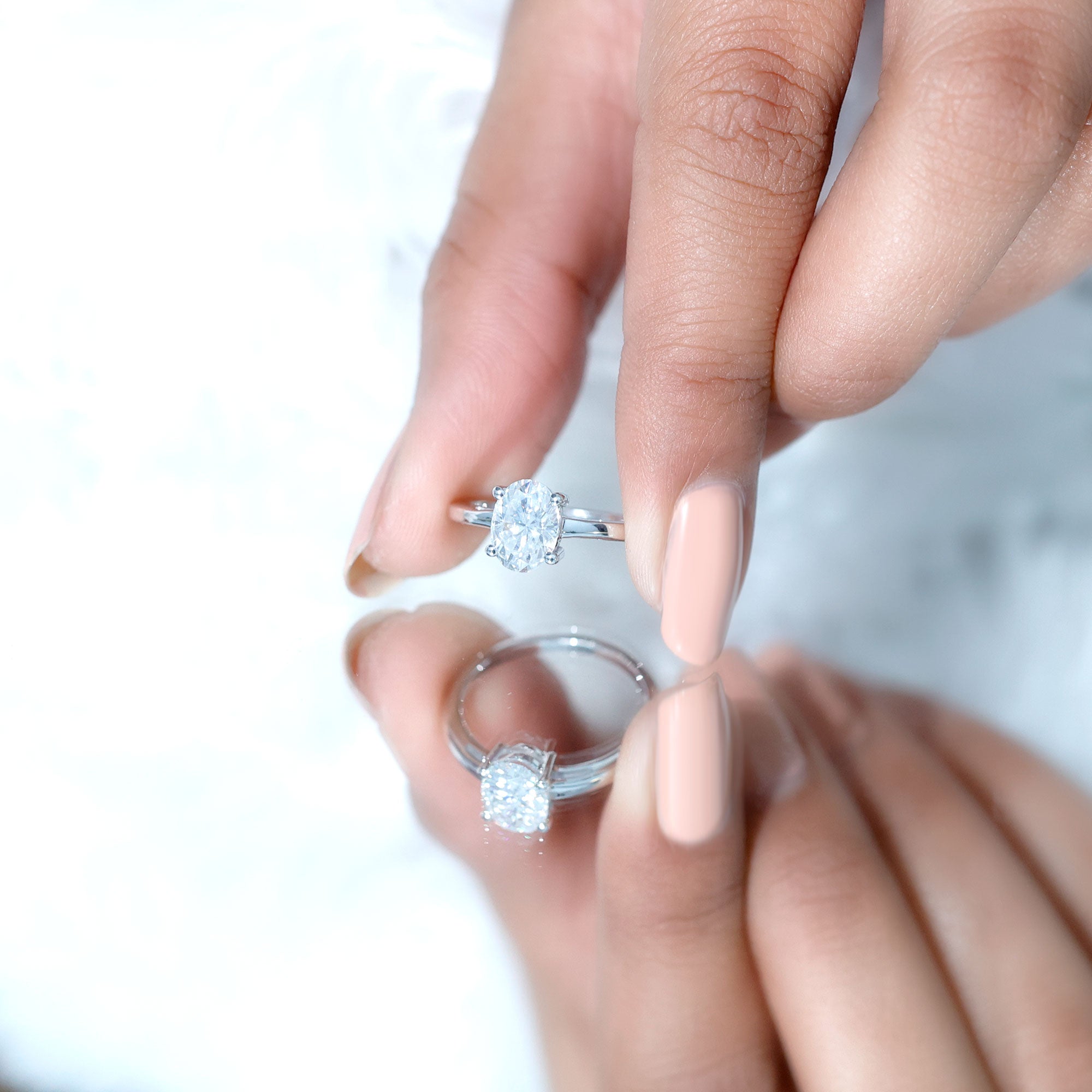 Certified 1.2 Carat Moissanite Oval Engagement Ring in Silver D-VS1 92.5 Sterling Silver - Rosec Jewels