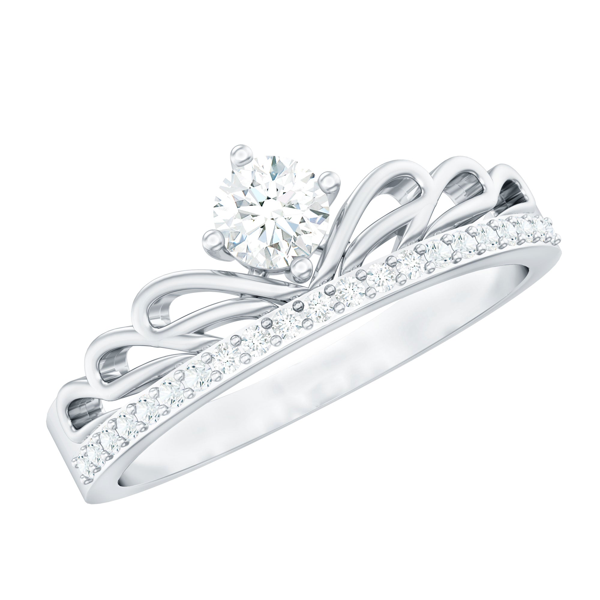 Certified Round Diamond Crown Ring