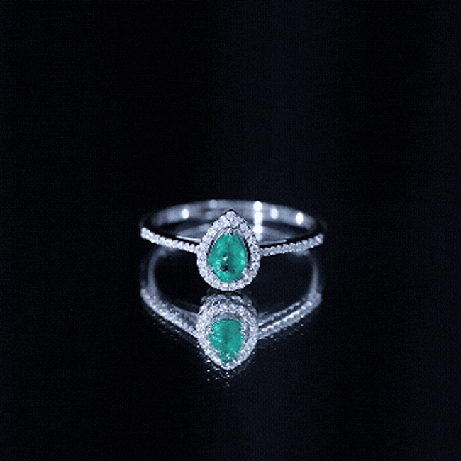 Certified Emerald Teardrop Engagement Ring with Diamond Halo AAA - Rosec Jewels