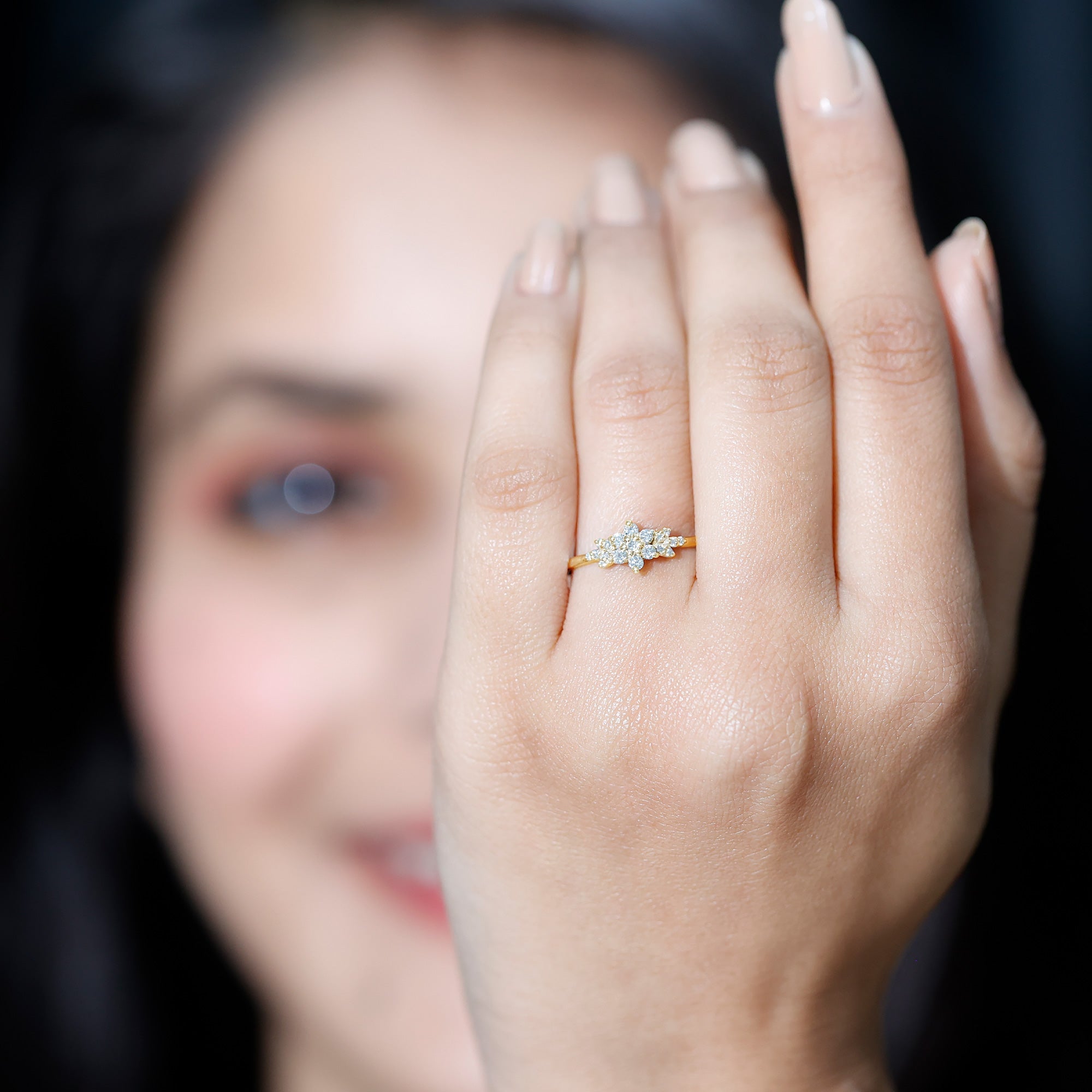 Certified Diamond Flower Promise Ring Natural - ( HI-SI ) - Rosec Jewels