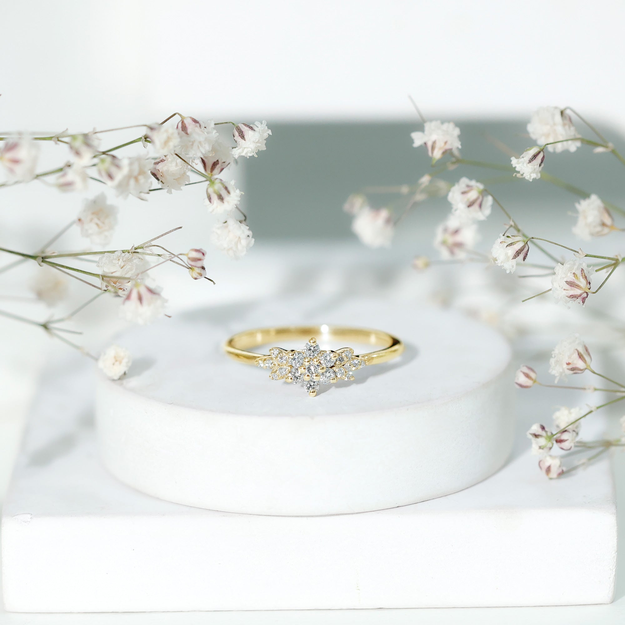 Certified Diamond Flower Promise Ring Natural - ( HI-SI ) - Rosec Jewels