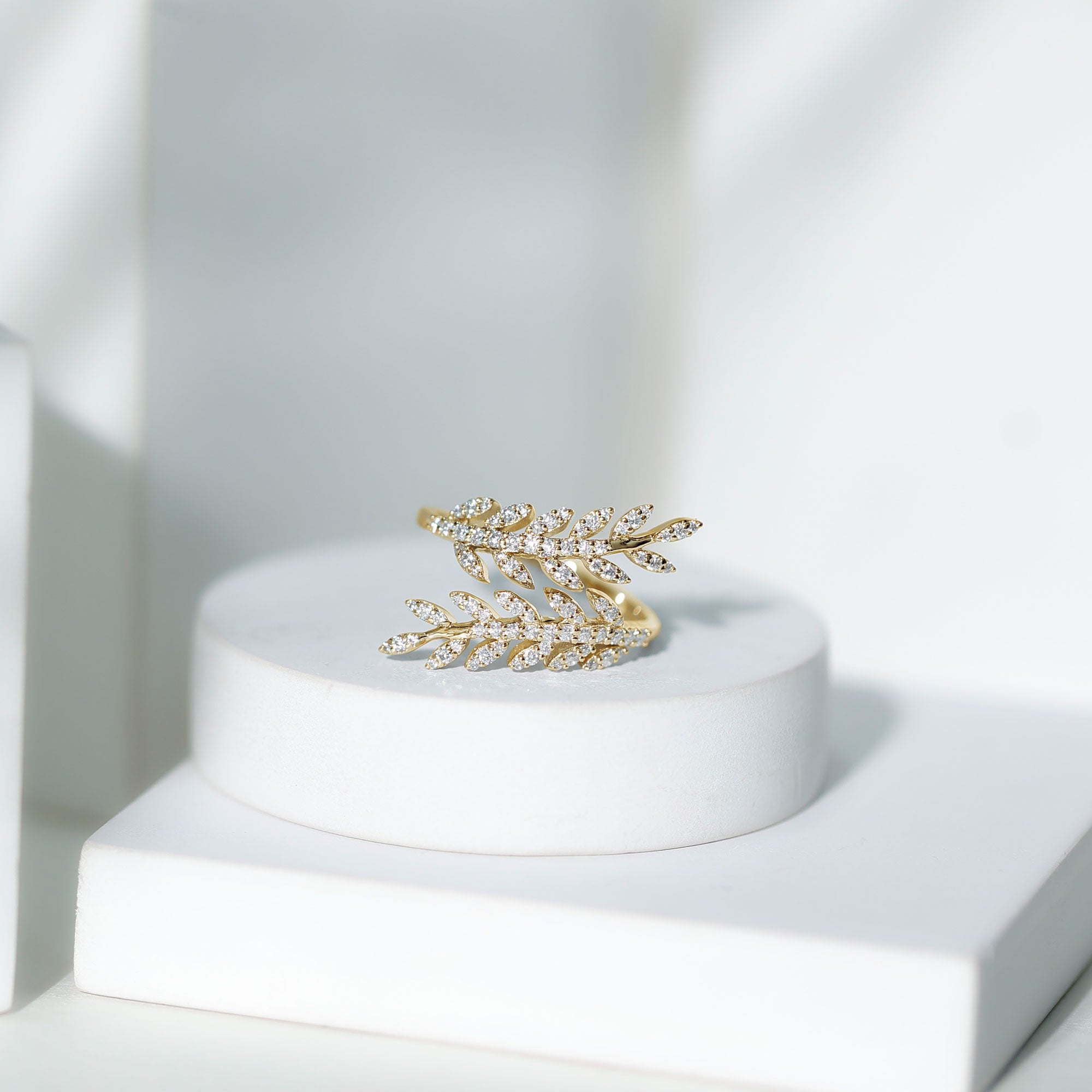 Certified Moissanite Leaf Wrap Ring for Women D-VS1 - Rosec Jewels