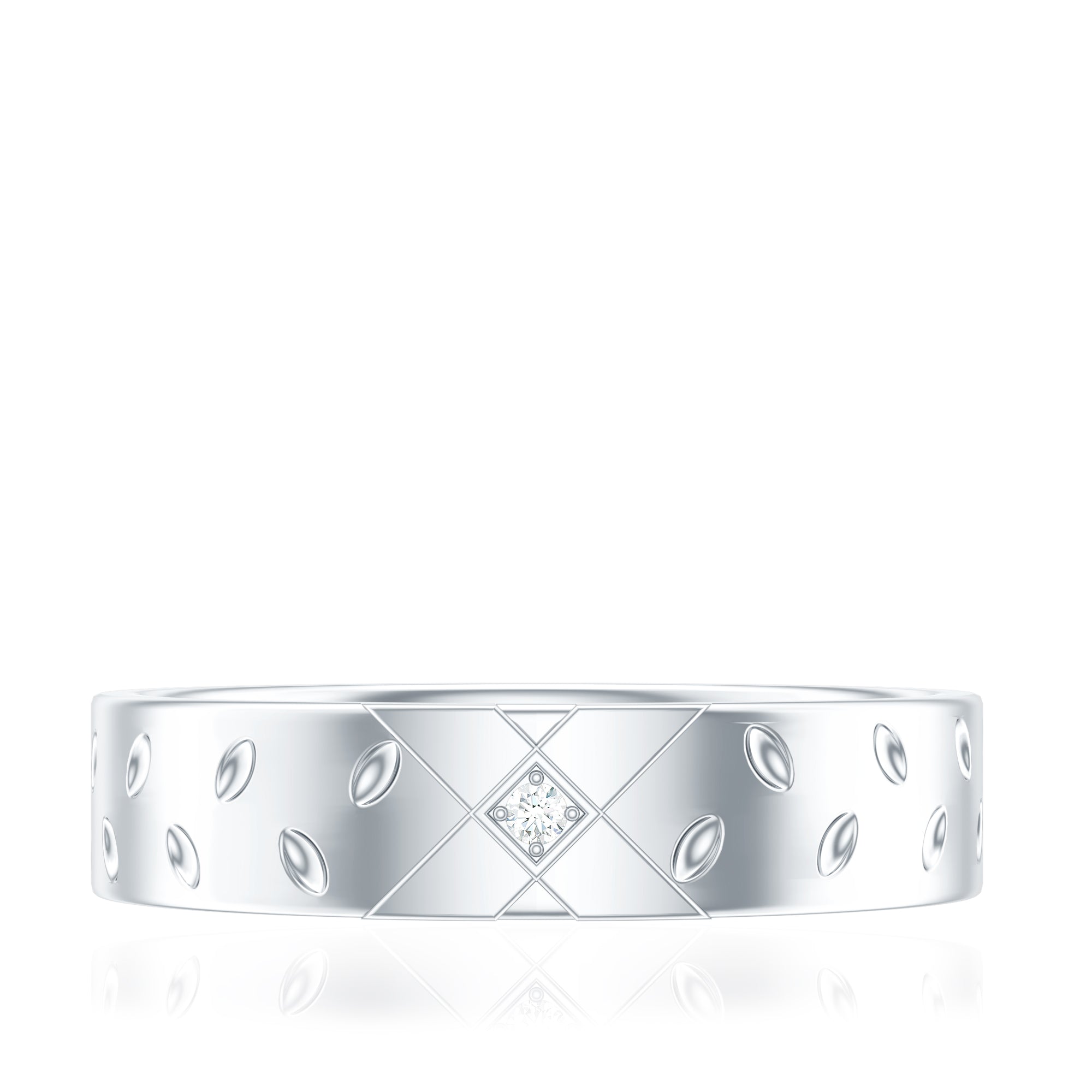 Rosec Jewels-Two Tone Cross Wedding Band with Moissanite