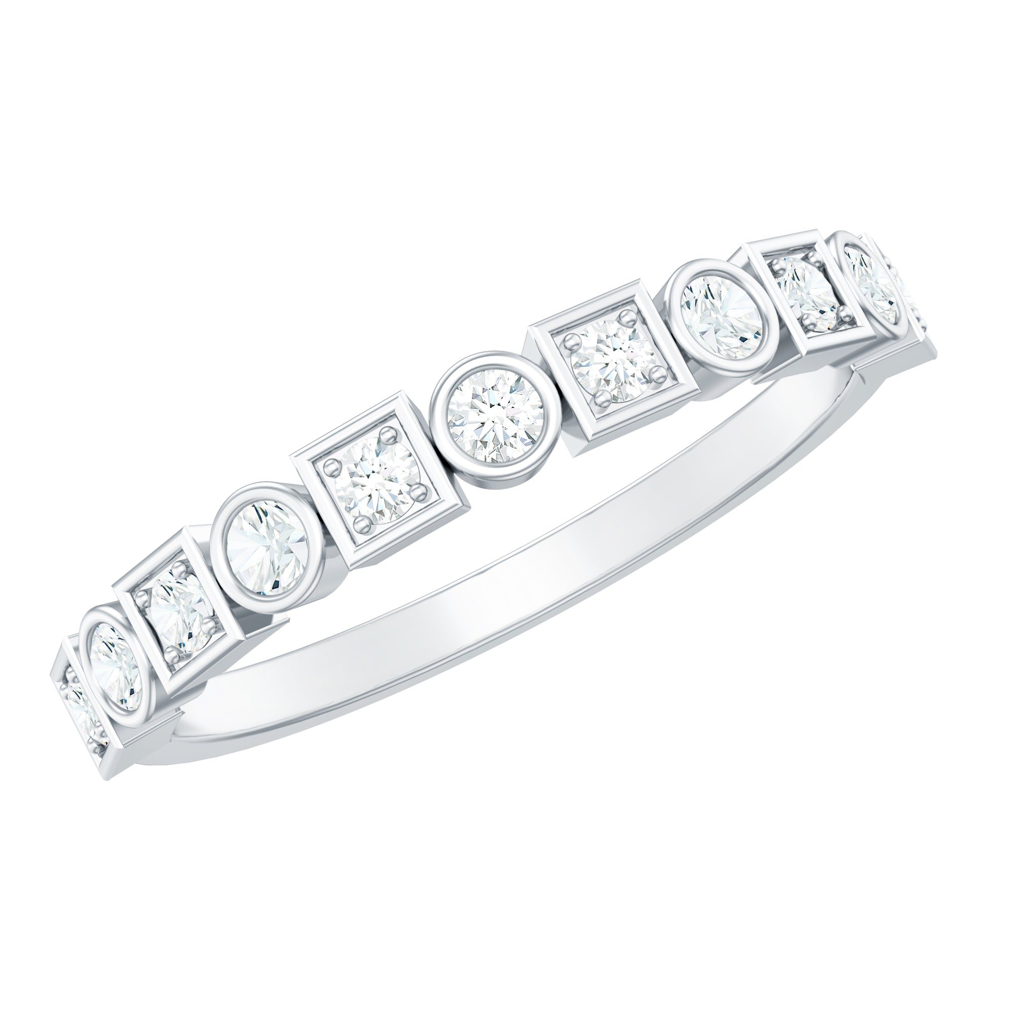 Certified Moissanite Geometric Wedding Band