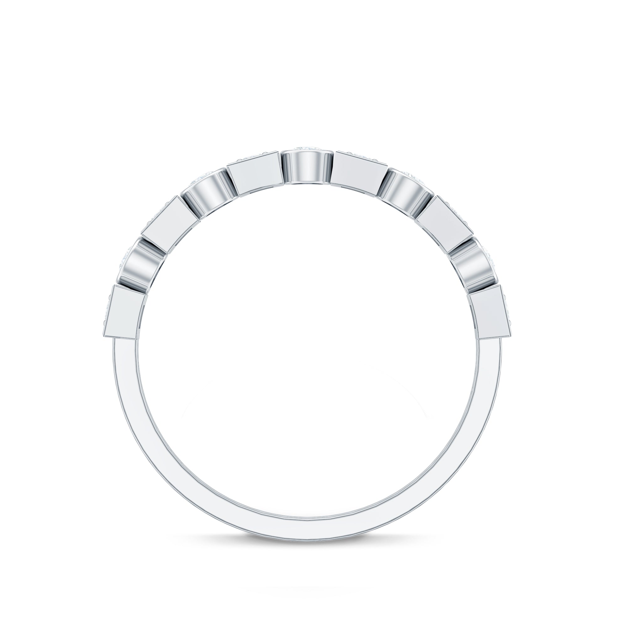 Certified Moissanite Geometric Wedding Band D-VS1 - Rosec Jewels