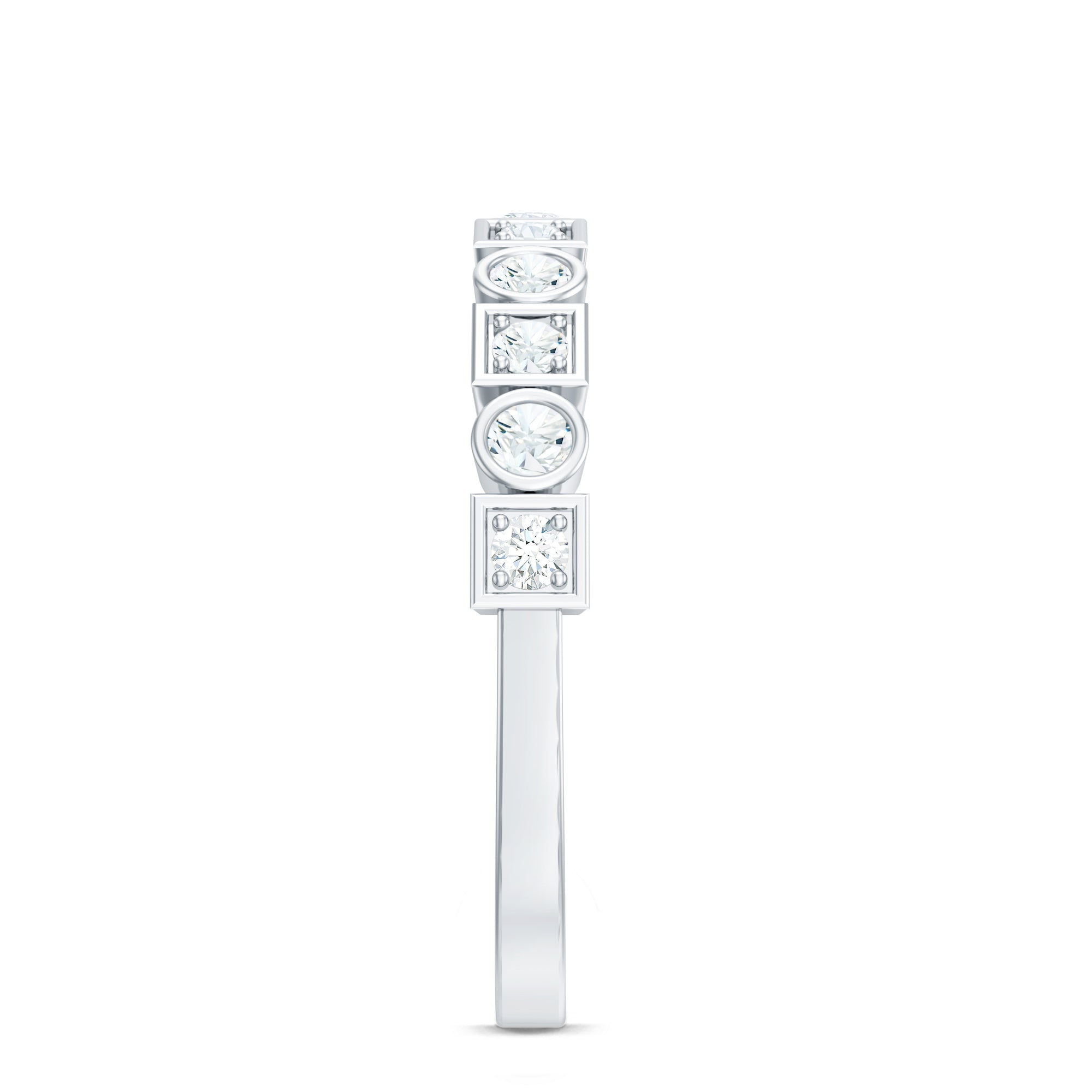 Certified Moissanite Geometric Wedding Band D-VS1 - Rosec Jewels