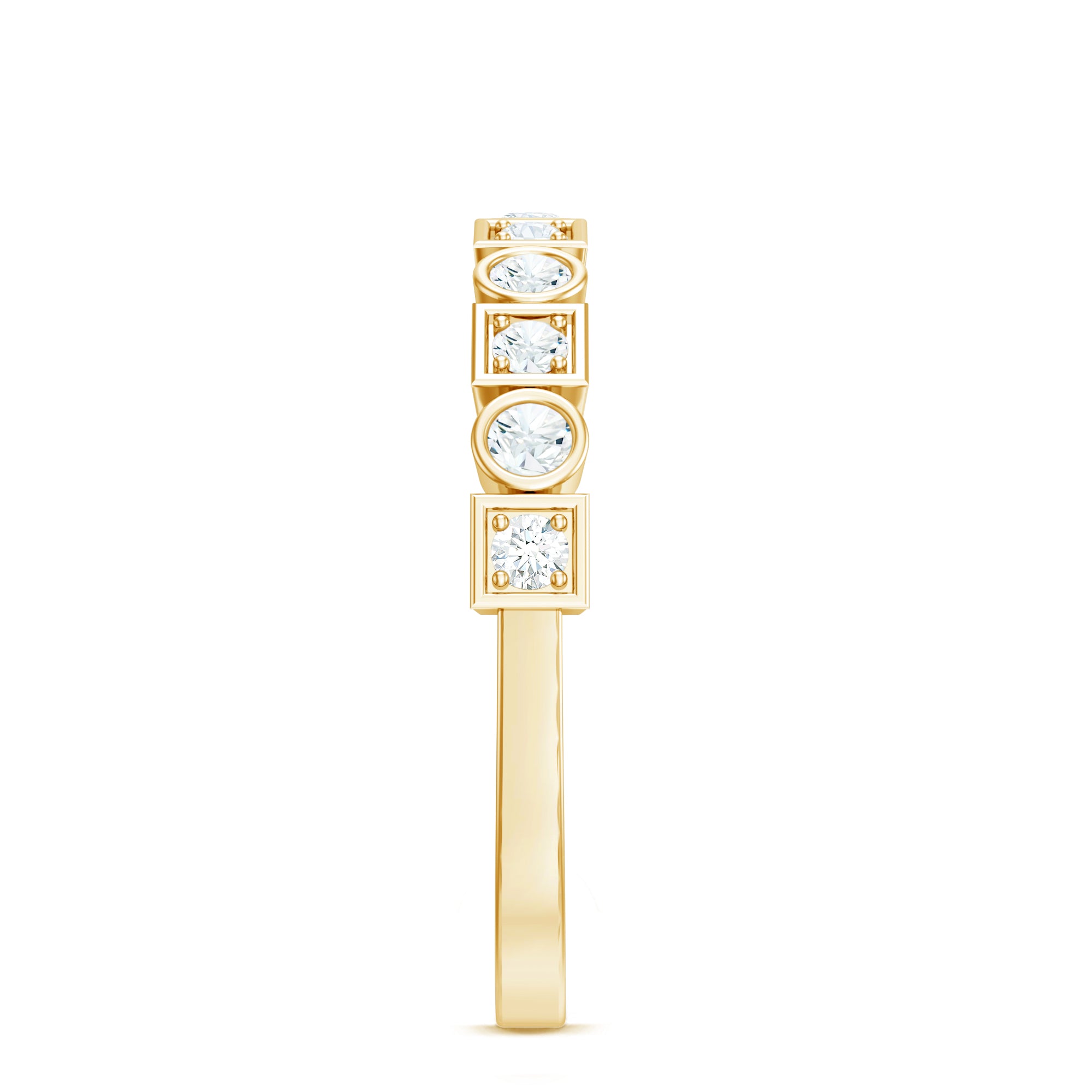 Certified Moissanite Geometric Wedding Band D-VS1 - Rosec Jewels