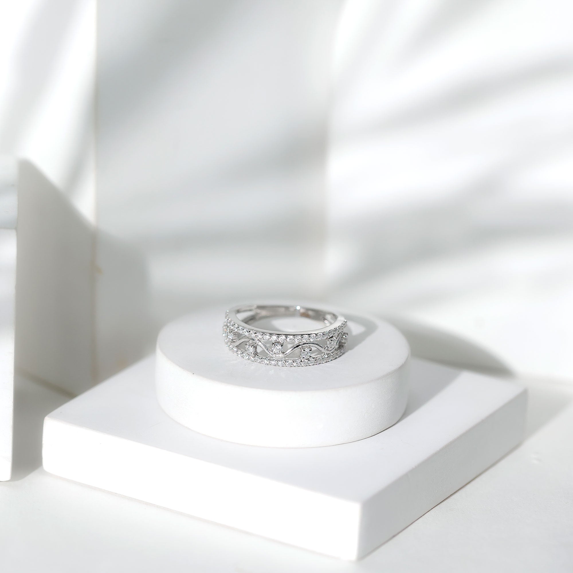 Certified Moissanite Wedding Anniversary Band for Her D-VS1 - Rosec Jewels