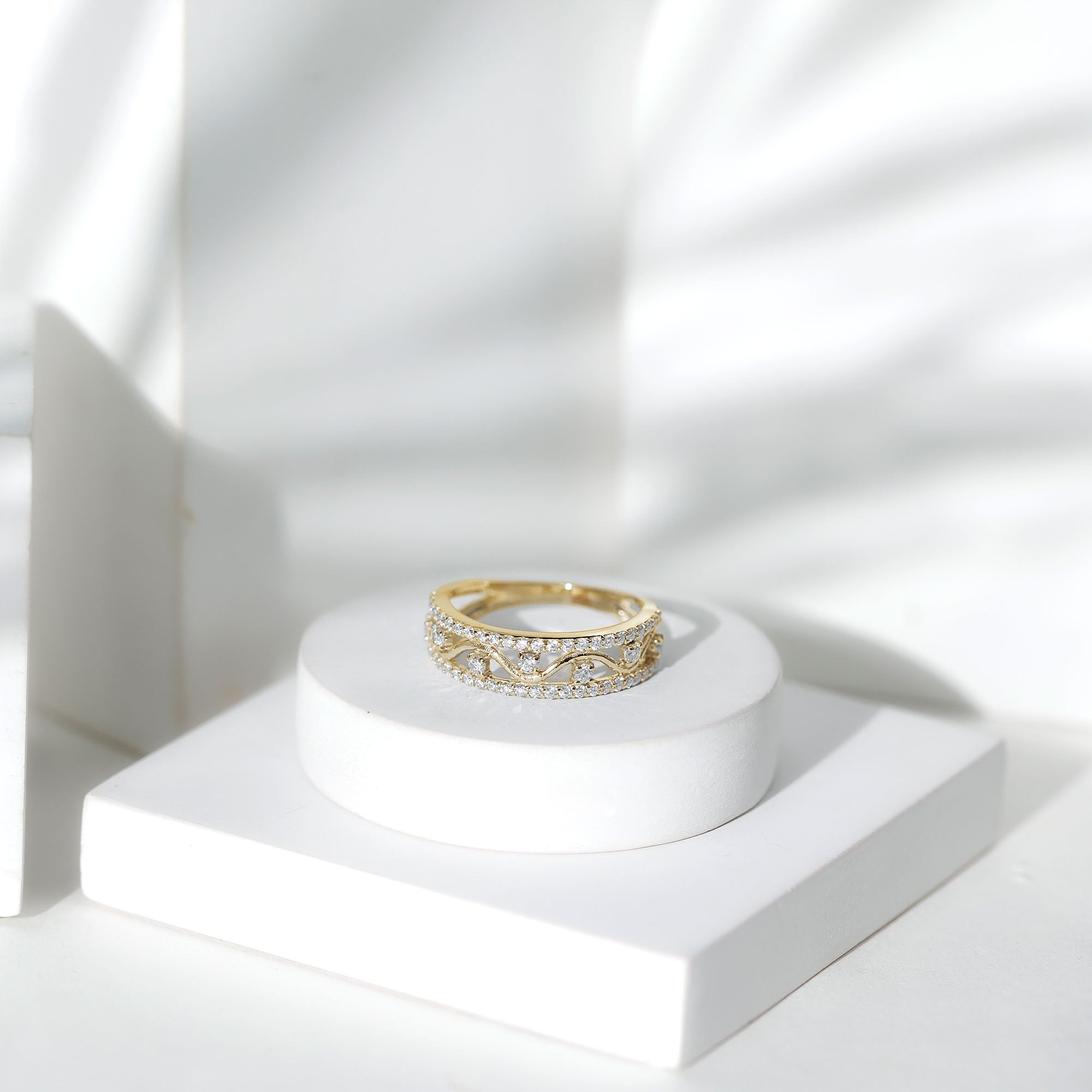 Certified Moissanite Wedding Anniversary Band for Her D-VS1 - Rosec Jewels