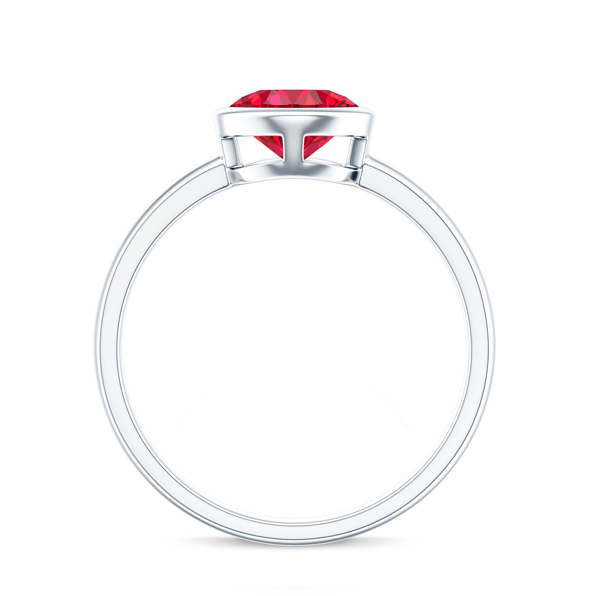 Bezel Set 2 Carat Lab Created Ruby Solitaire Engagement Ring AAAA - Rosec Jewels