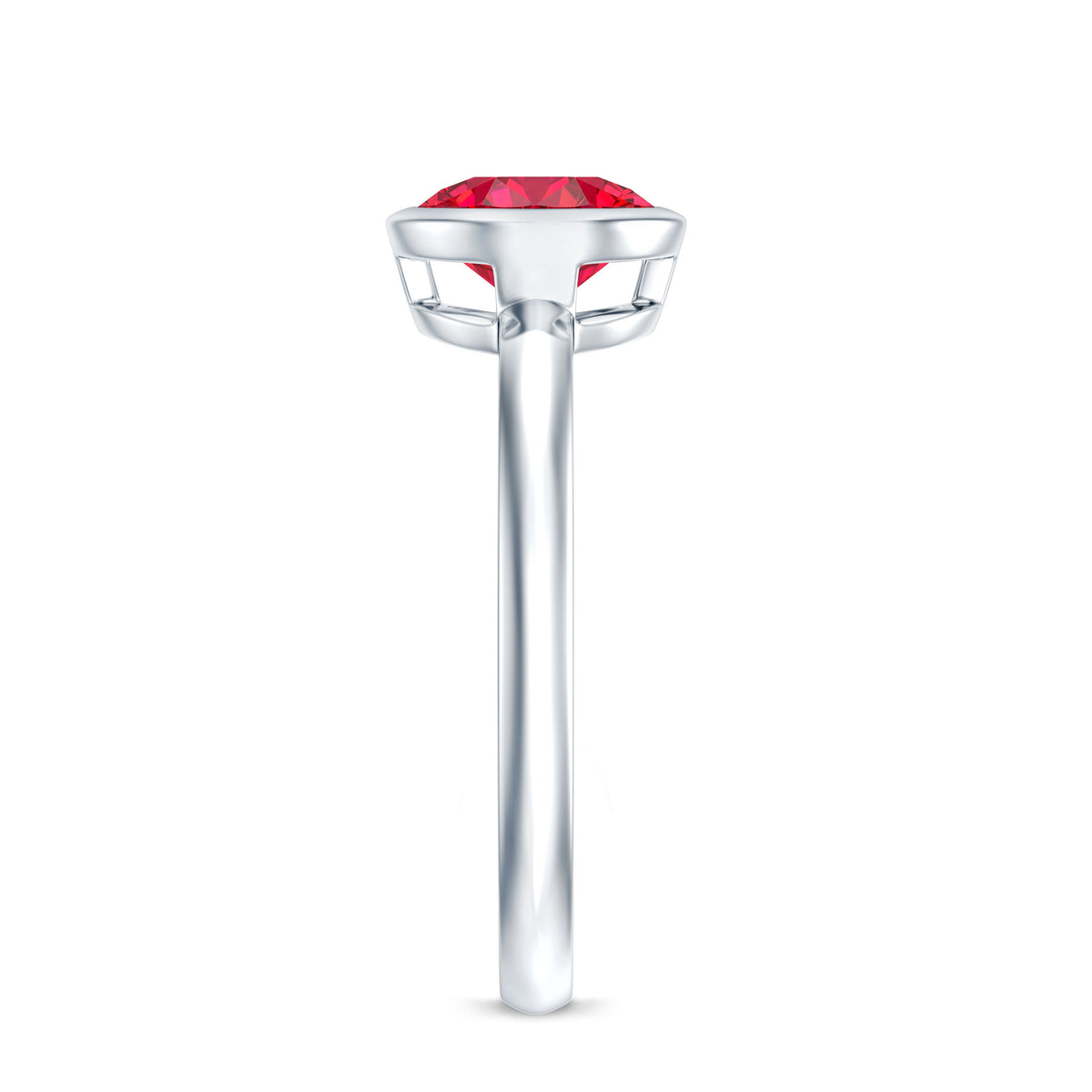 Bezel Set 2 Carat Lab Created Ruby Solitaire Engagement Ring AAAA - Rosec Jewels