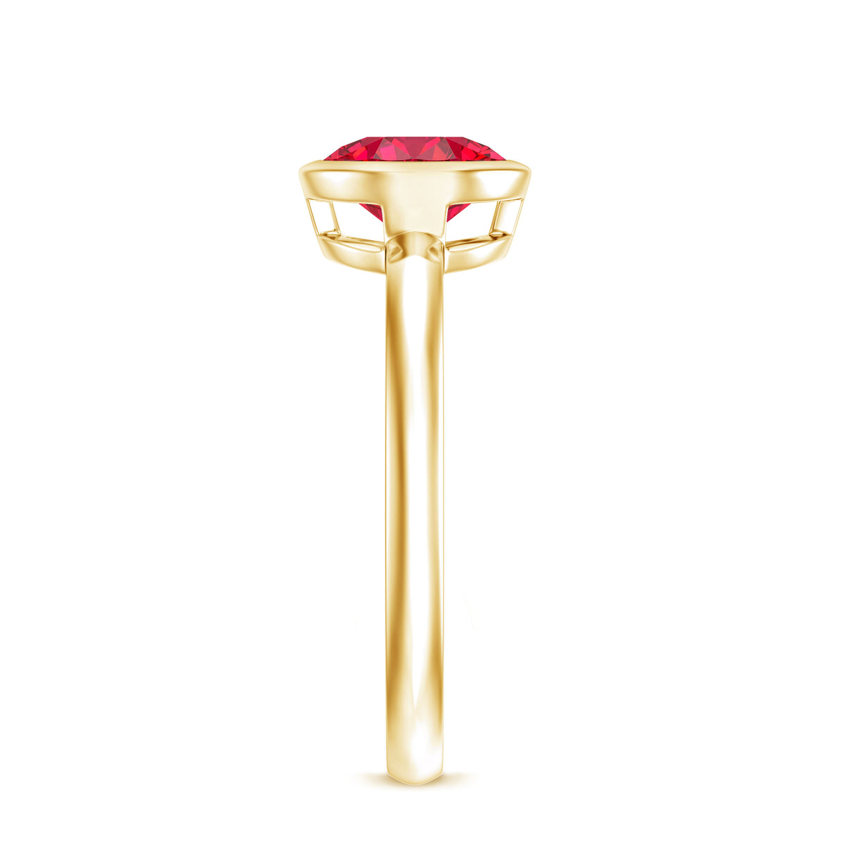 Bezel Set 2 Carat Lab Created Ruby Solitaire Engagement Ring AAAA - Rosec Jewels