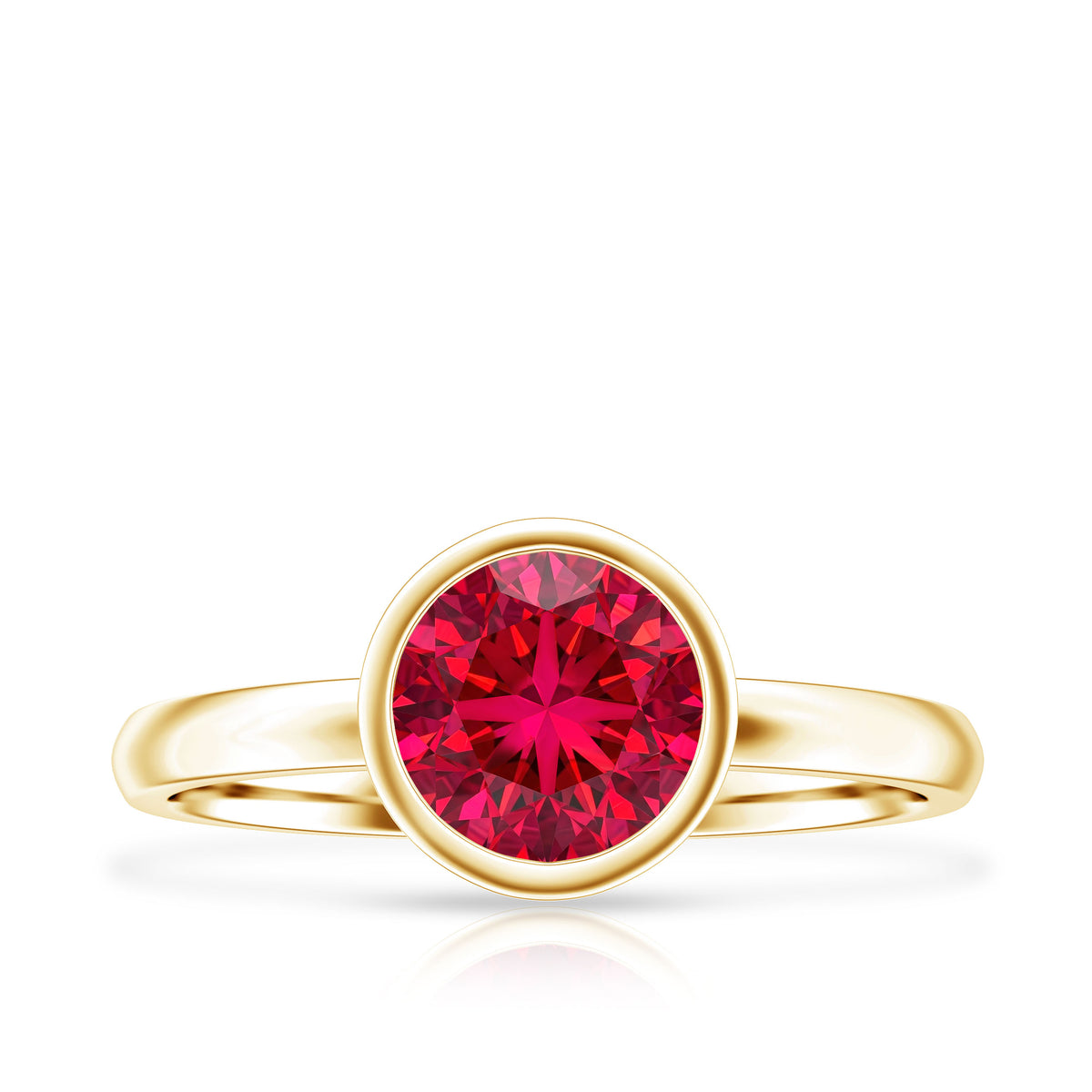 Bezel Set 2 Carat Lab Created Ruby Solitaire Engagement Ring AAAA - Rosec Jewels