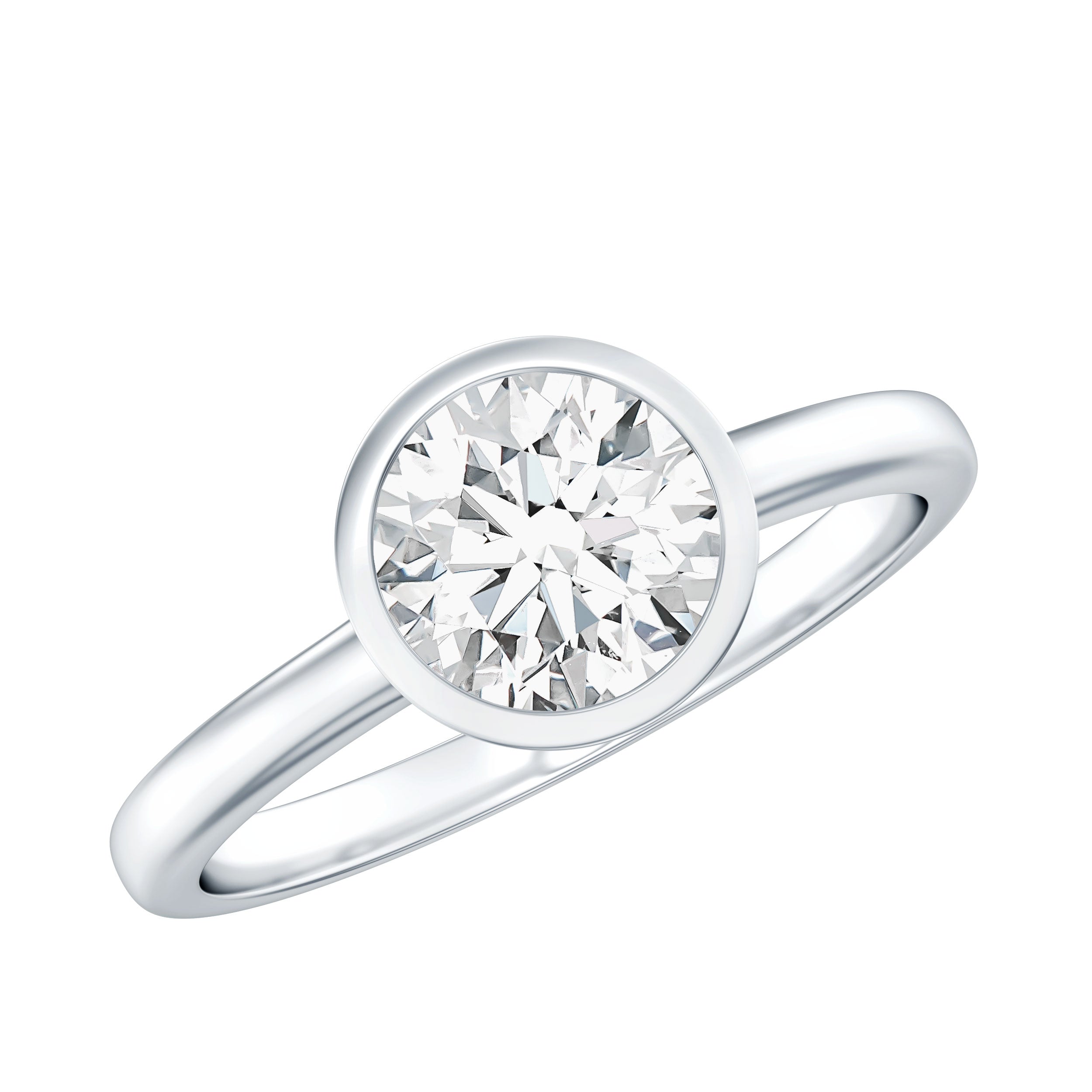 1.50 CT Moissanite Bezel Set Engagement Ring For Women