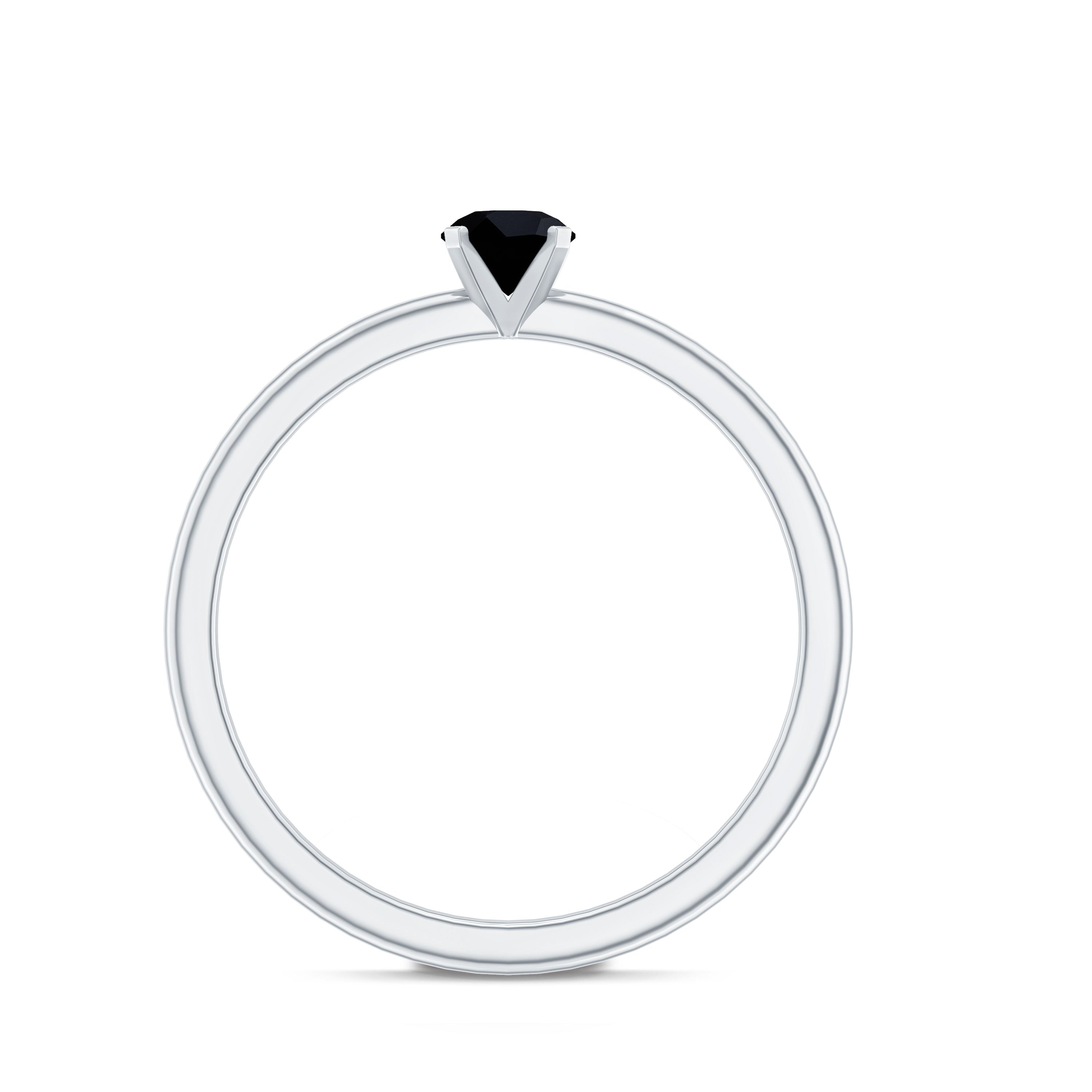 Simple Black Onyx Solitaire Promise Ring for Women AAA - Rosec Jewels