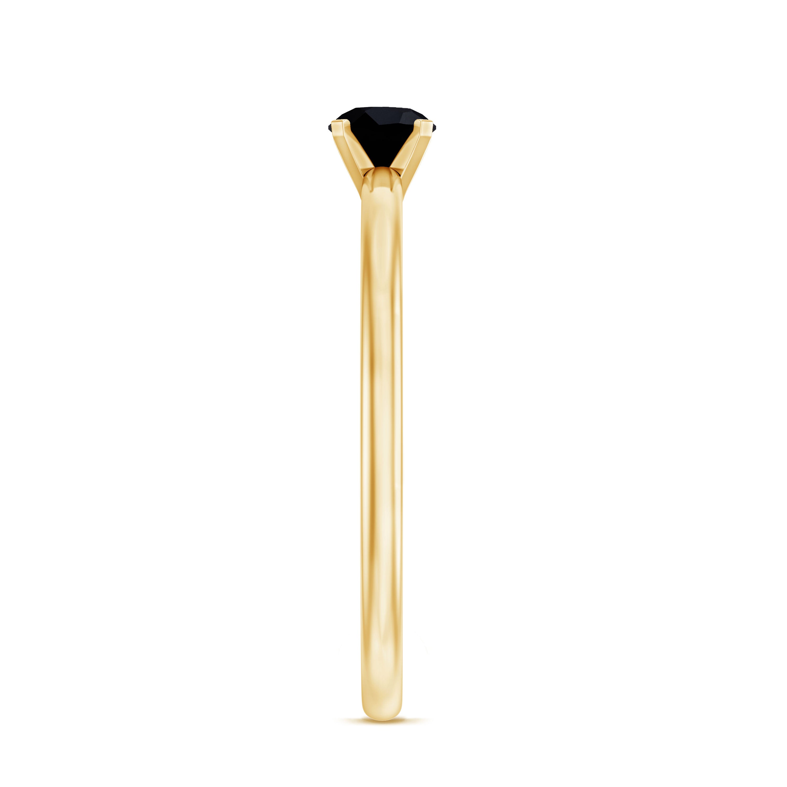 Simple Black Onyx Solitaire Promise Ring for Women AAA - Rosec Jewels