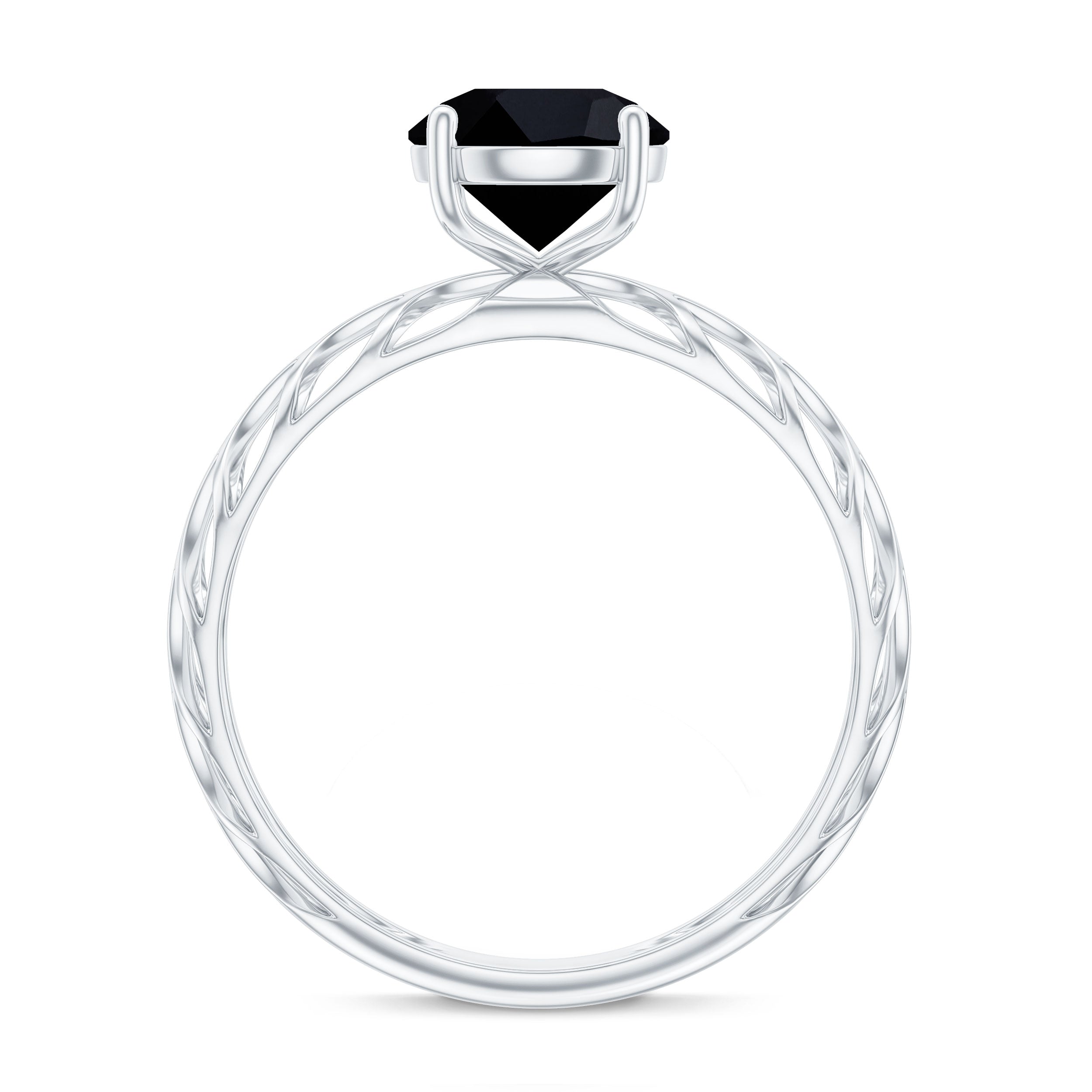 Natural 2.6 Carat Black Spinel Solitaire Engagement Ring for Women AAA - Rosec Jewels