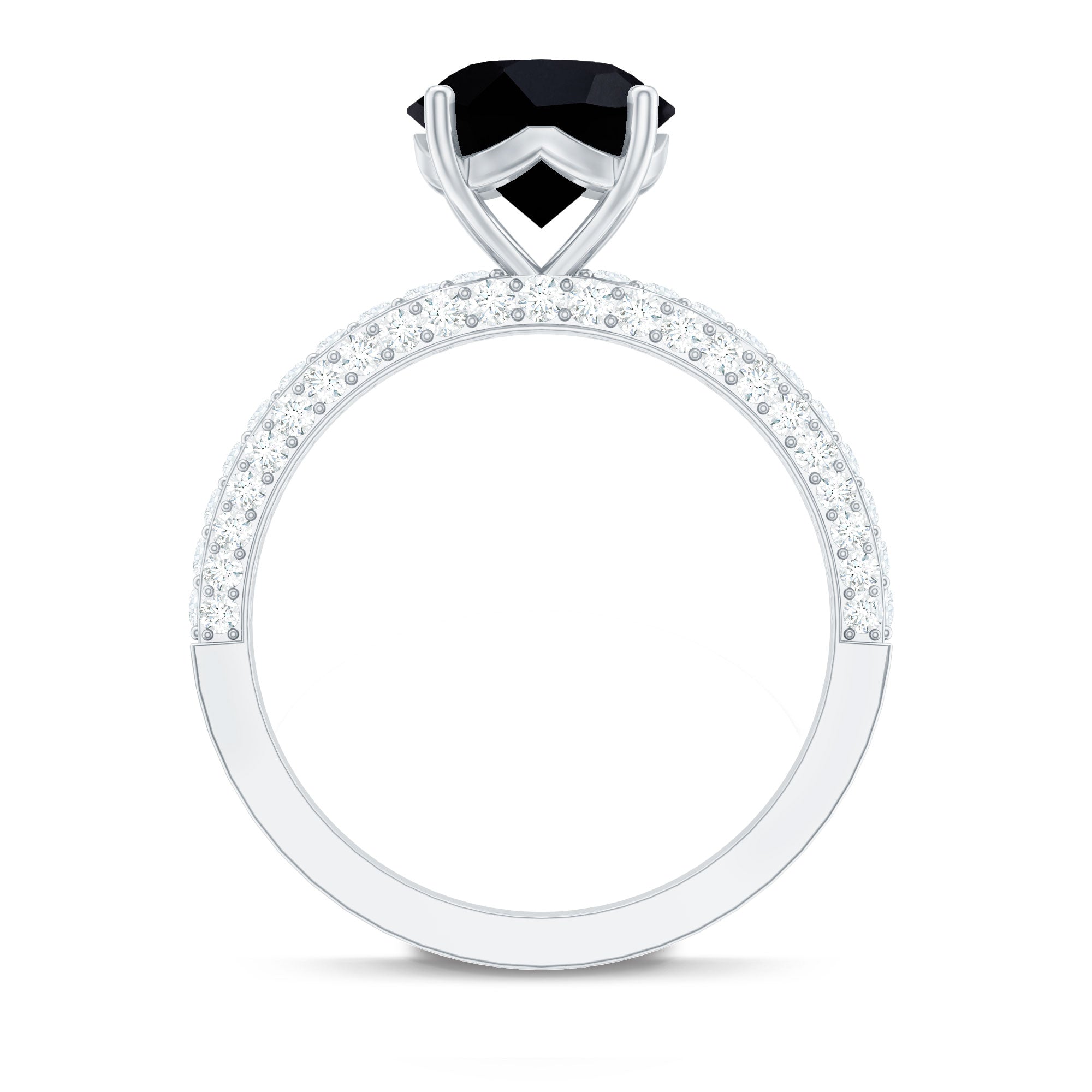 Solitaire 8MM Black Onyx Engagement Ring with Moissanite AAA - Rosec Jewels