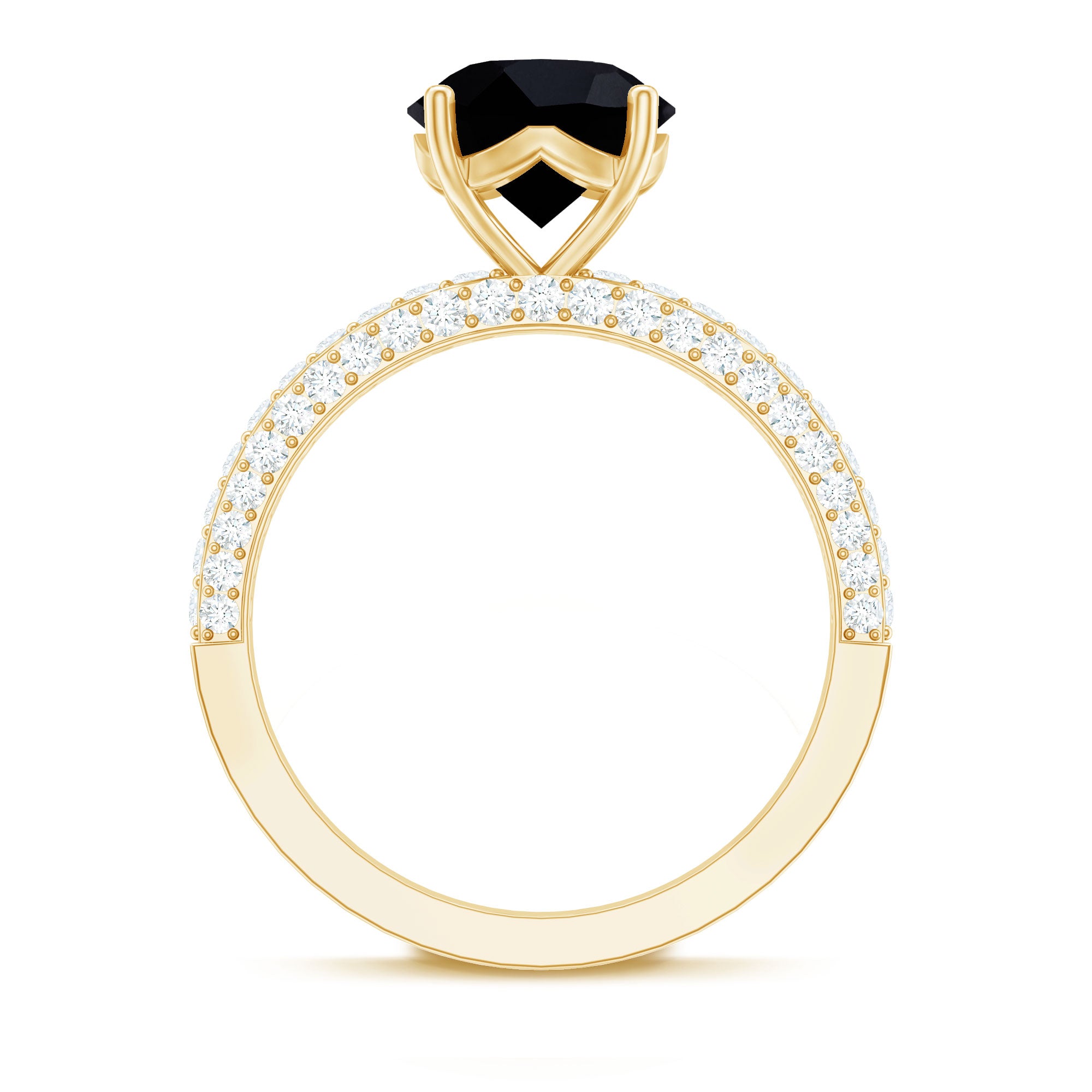 Solitaire 8MM Black Onyx Engagement Ring with Moissanite AAA - Rosec Jewels