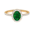 Oval Cut Created Emerald Classic Halo Engagement Ring with Diamond Lab Created Emerald - ( AAAA ) - Quality - Rosec Jewels
