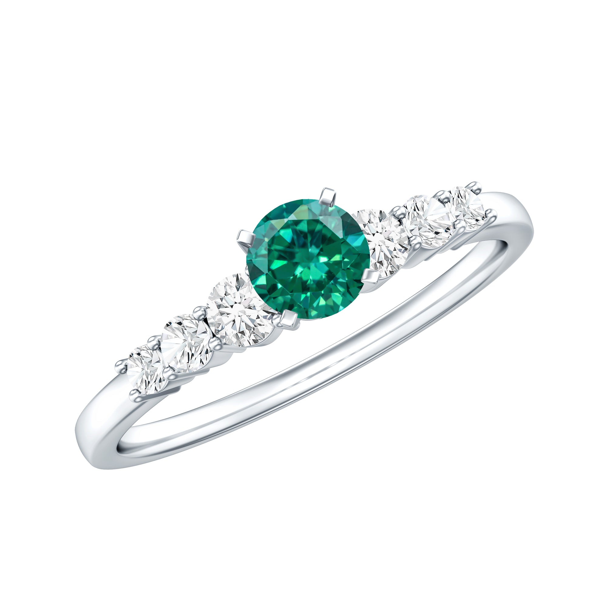 Round Lab Grown Emerald Diamond Promise Ring with Certificate AAAA - Rosec Jewels