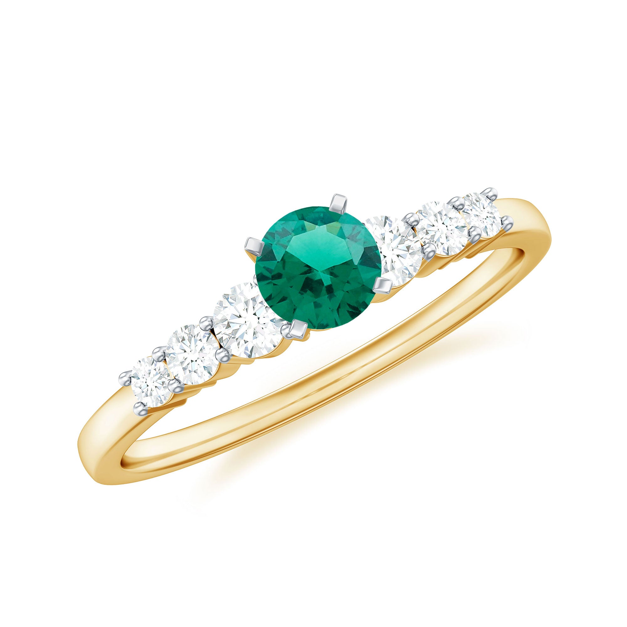 Round Lab Grown Emerald Diamond Promise Ring with Certificate AAAA - Rosec Jewels