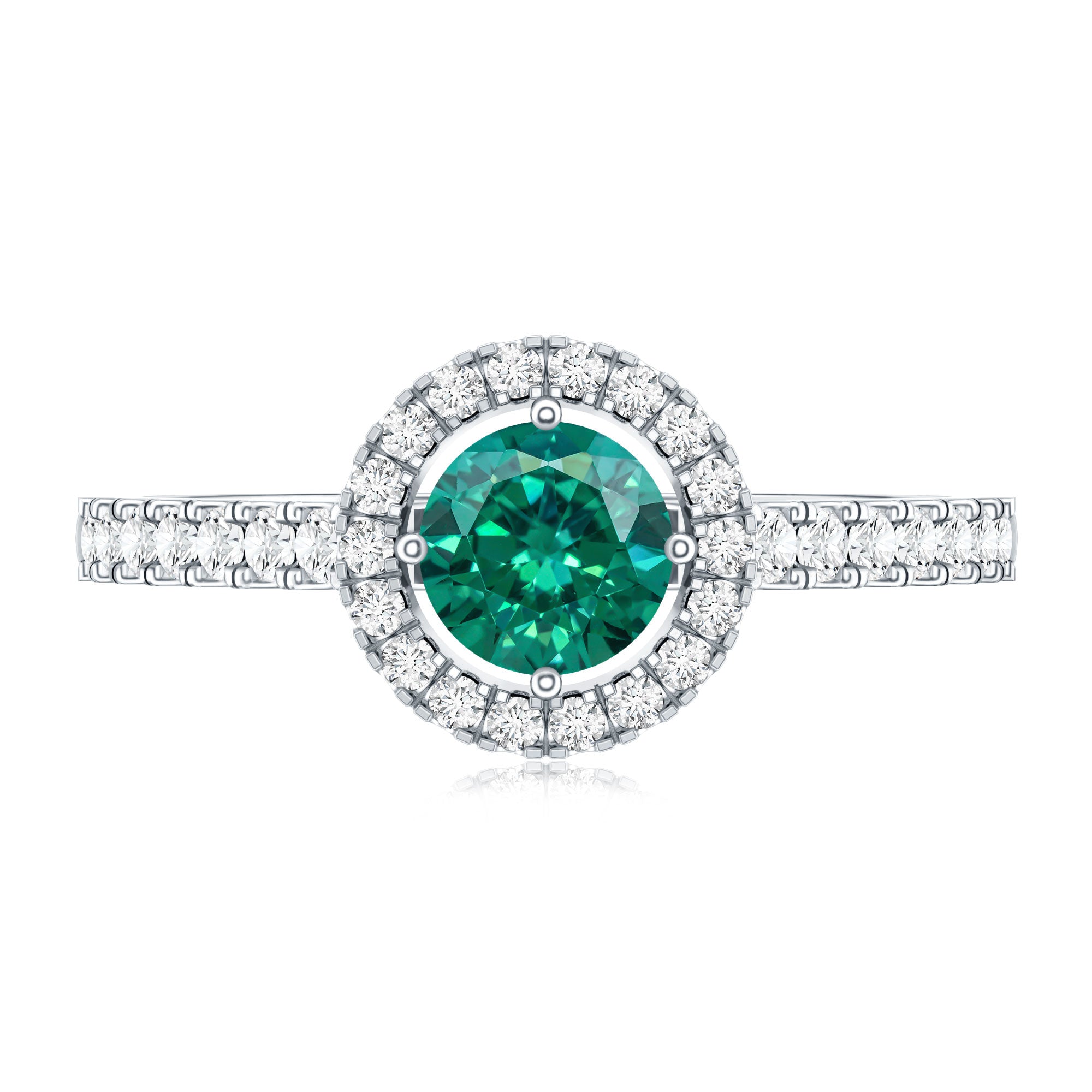Certified Lab Grown Emerald Diamond Halo Engagement Ring AAAA - Rosec Jewels