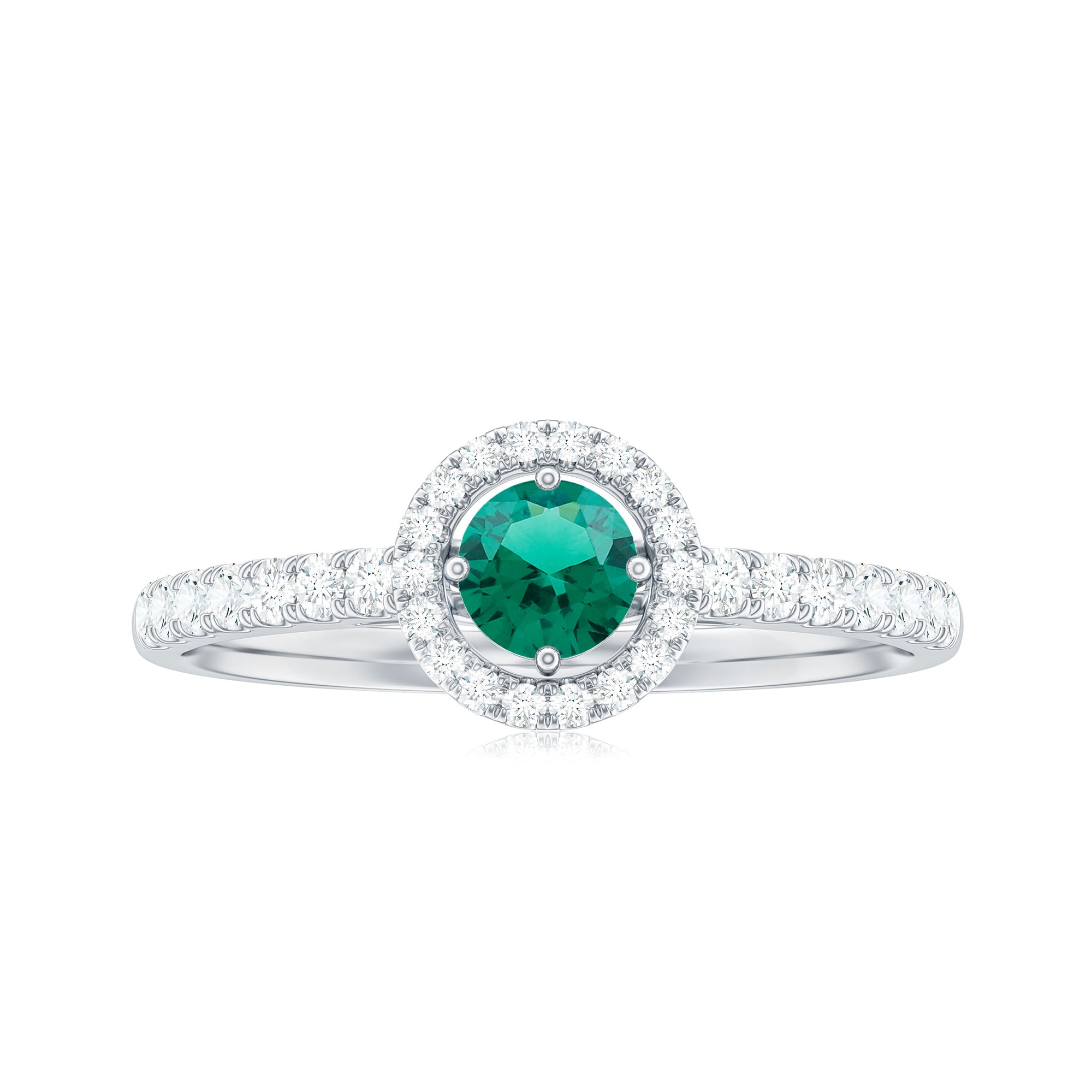 Certified Lab Grown Emerald Diamond Halo Engagement Ring AAAA - Rosec Jewels