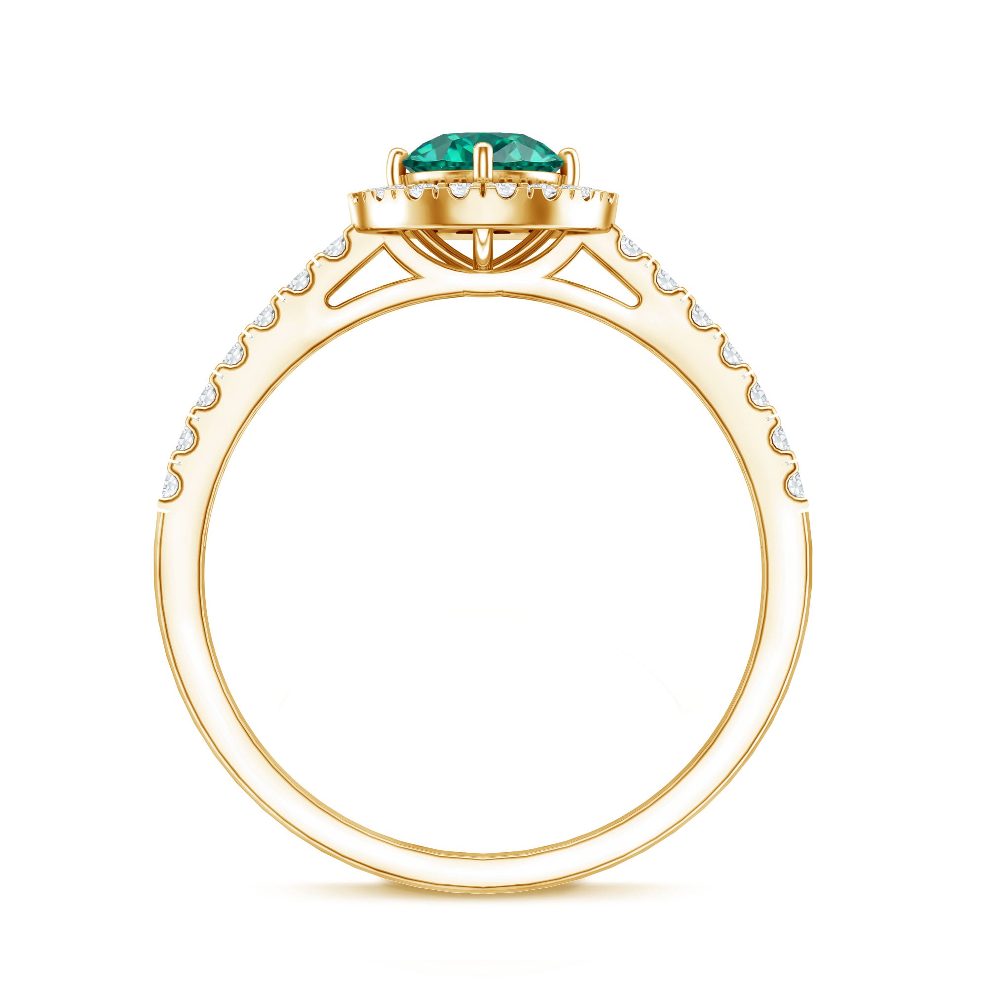 Certified Lab Grown Emerald Diamond Halo Engagement Ring AAAA - Rosec Jewels