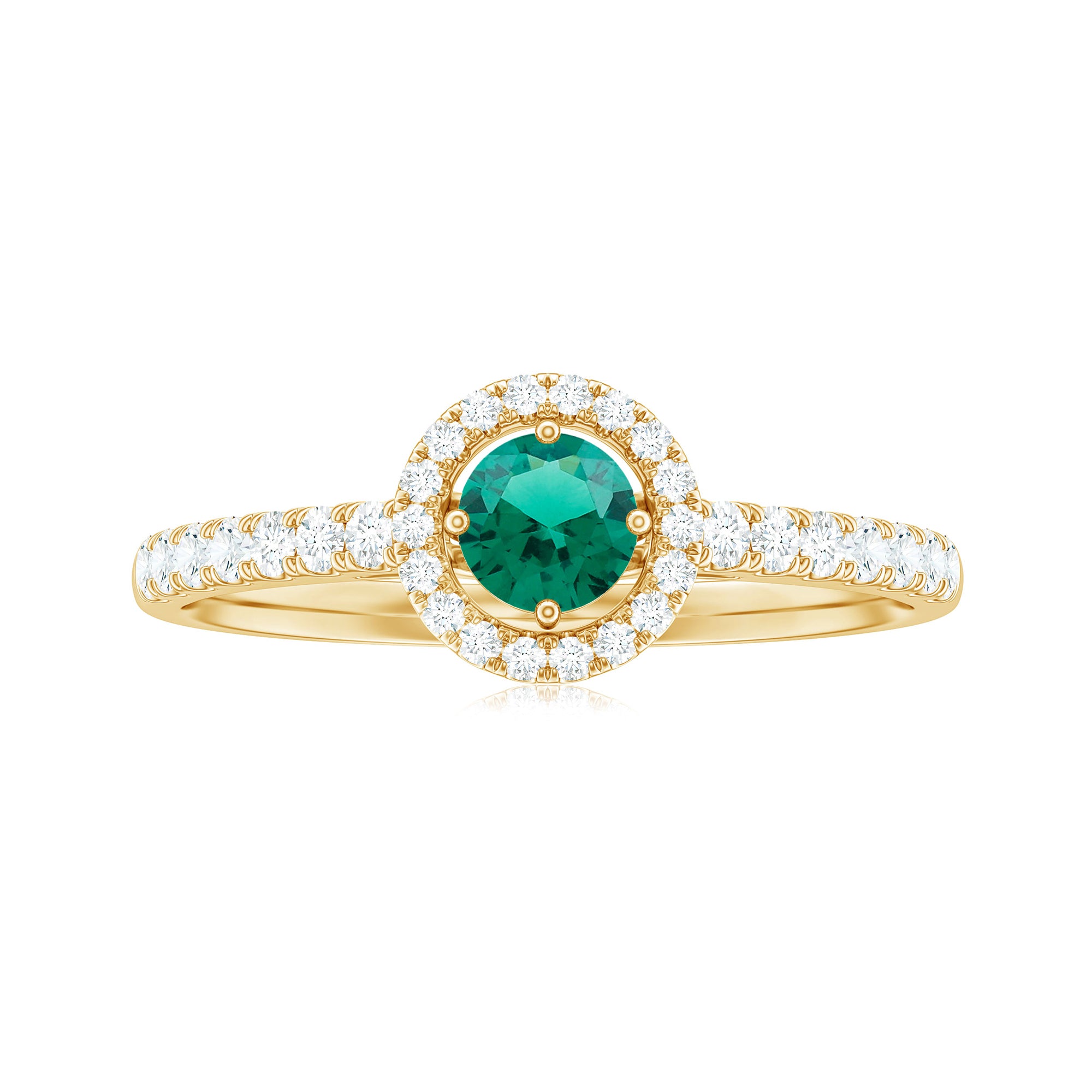 Certified Lab Grown Emerald Diamond Halo Engagement Ring AAAA - Rosec Jewels